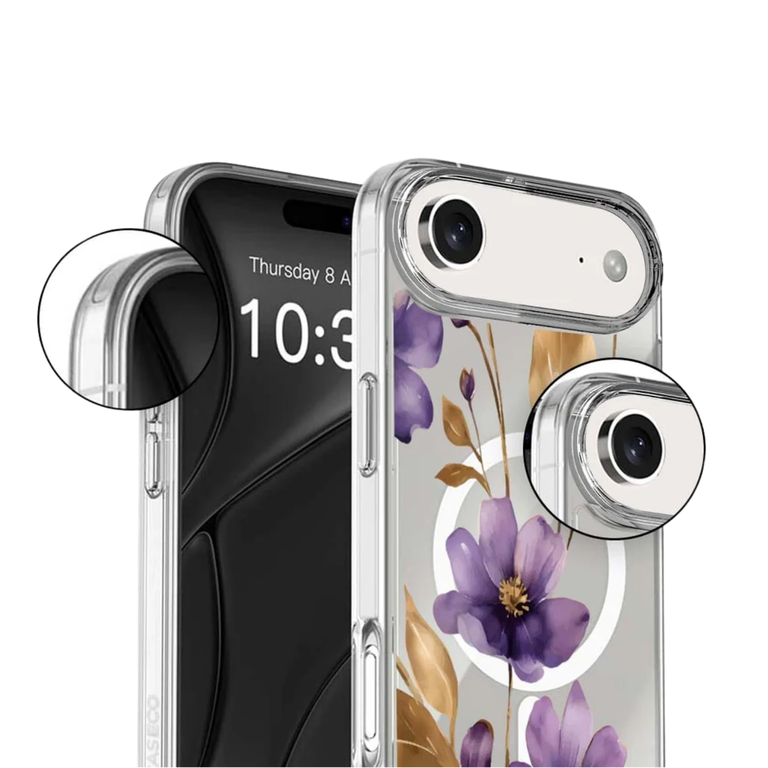 iPhone Air Purple Wildflower Clear Case With MagSafe