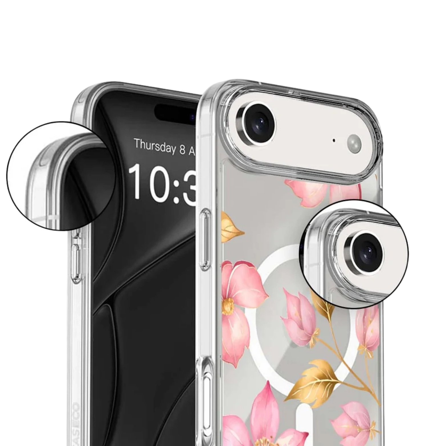 iPhone Air Pink Wildflower Clear Case With MagSafe