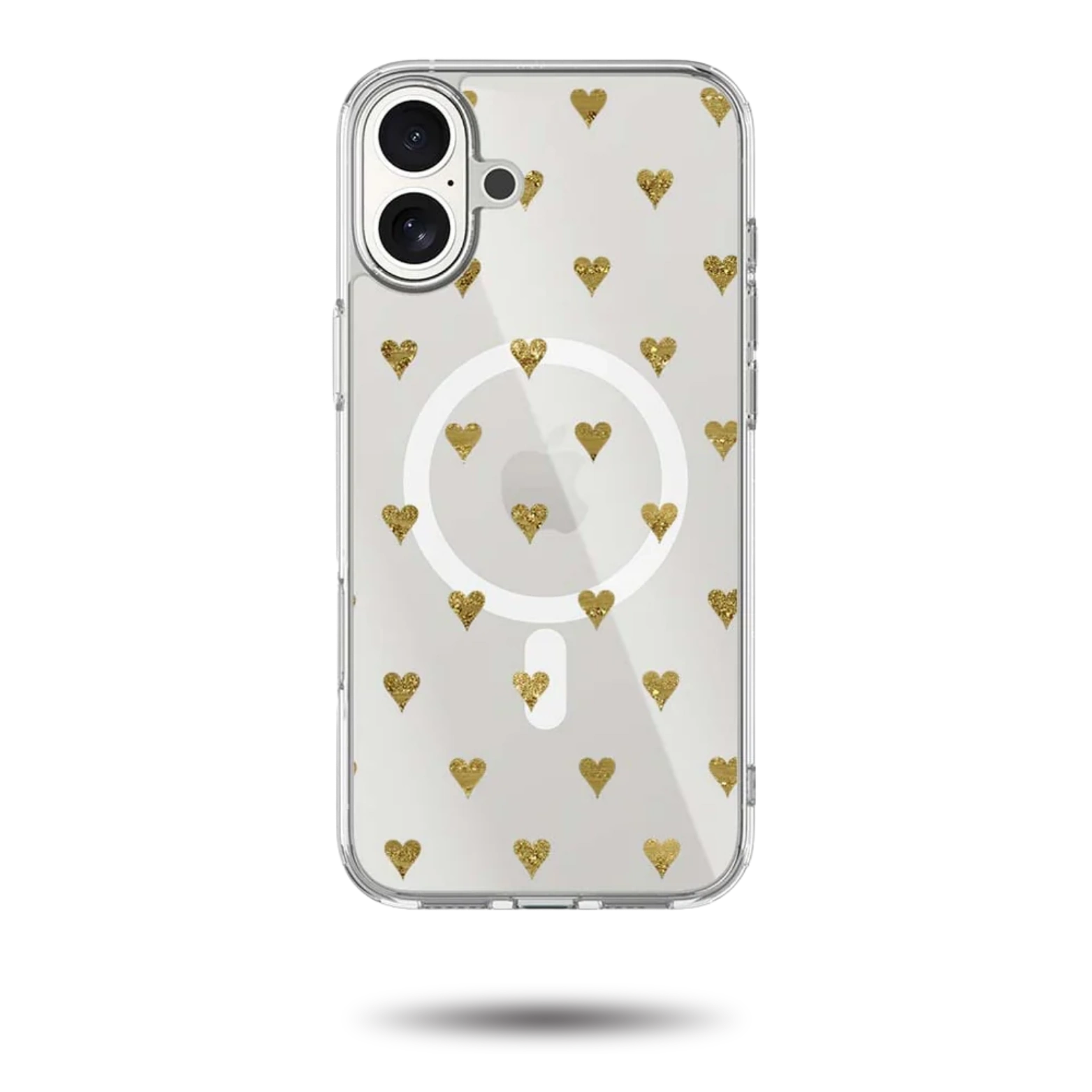 MagSafe iPhone 17 Gold Hearts Clear Case