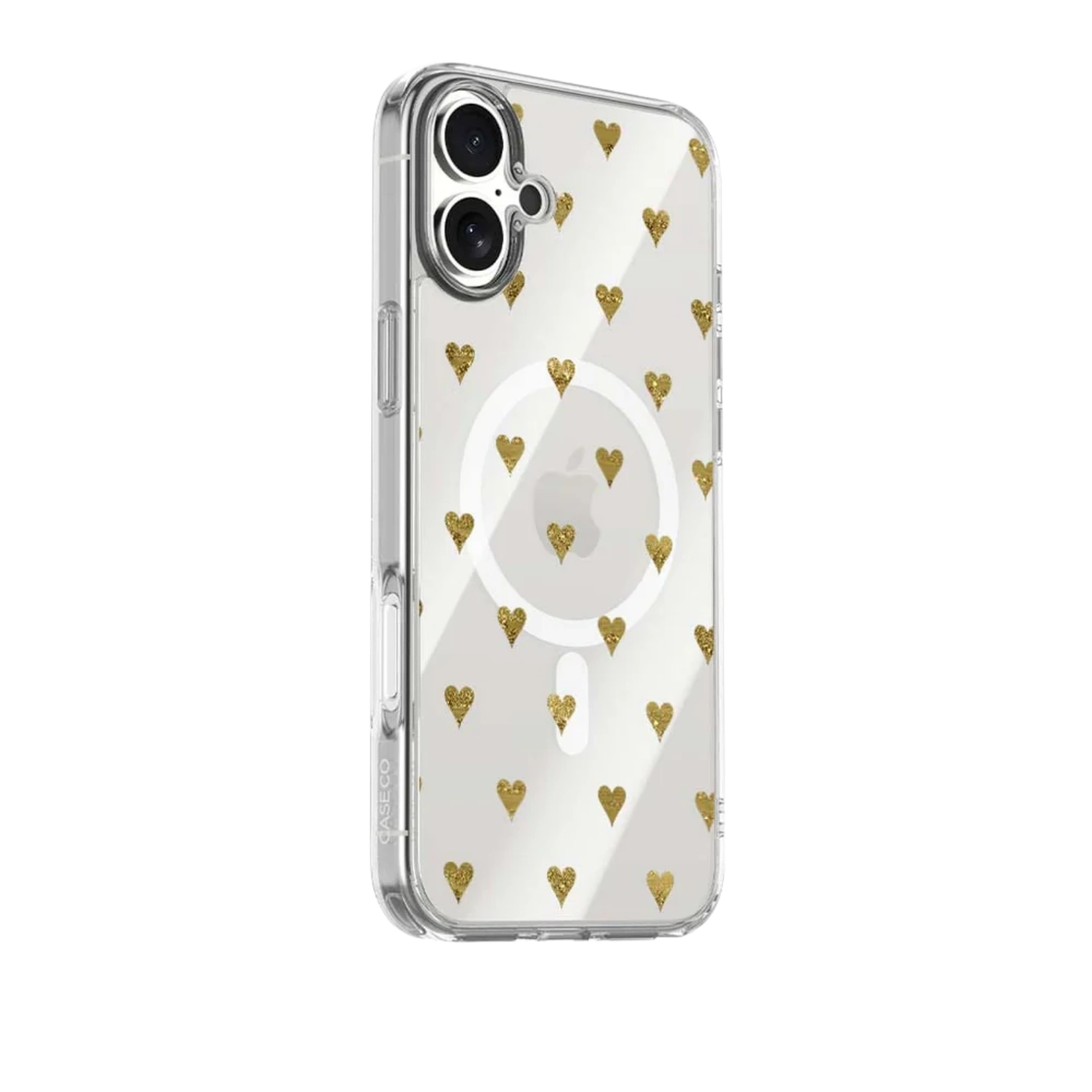 MagSafe iPhone 17 Gold Hearts Clear Case