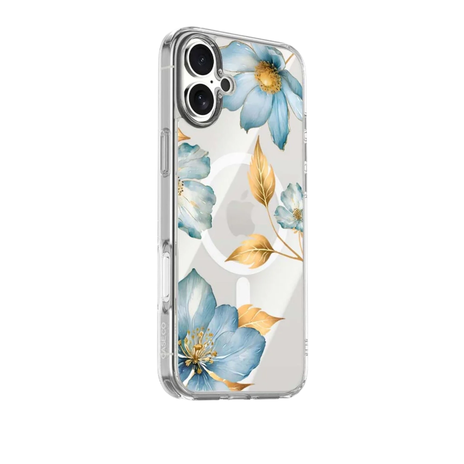 MagSafe iPhone 17 Blue Wildflower Clear Case