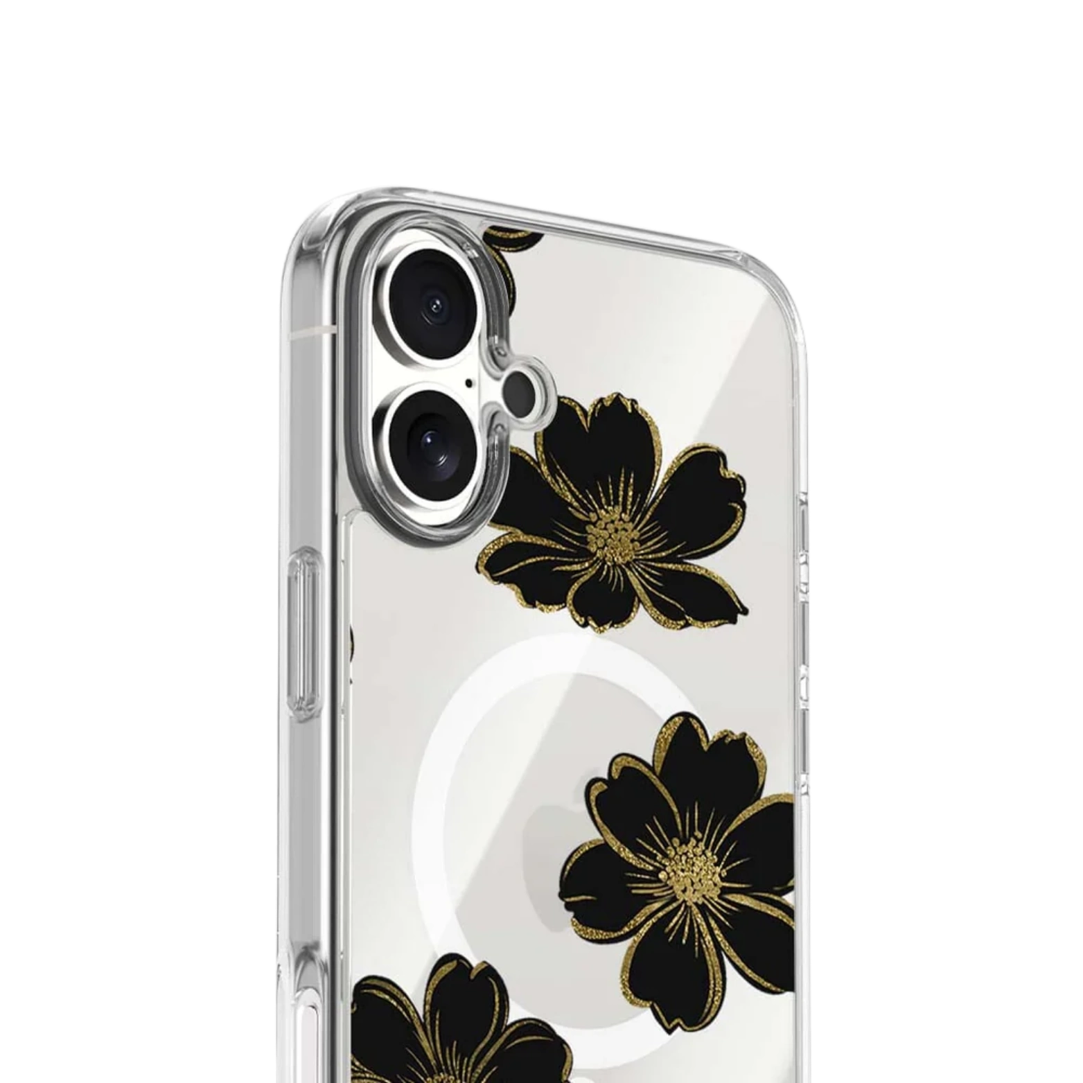 MagSafe iPhone 17 Black Flower Clear Case
