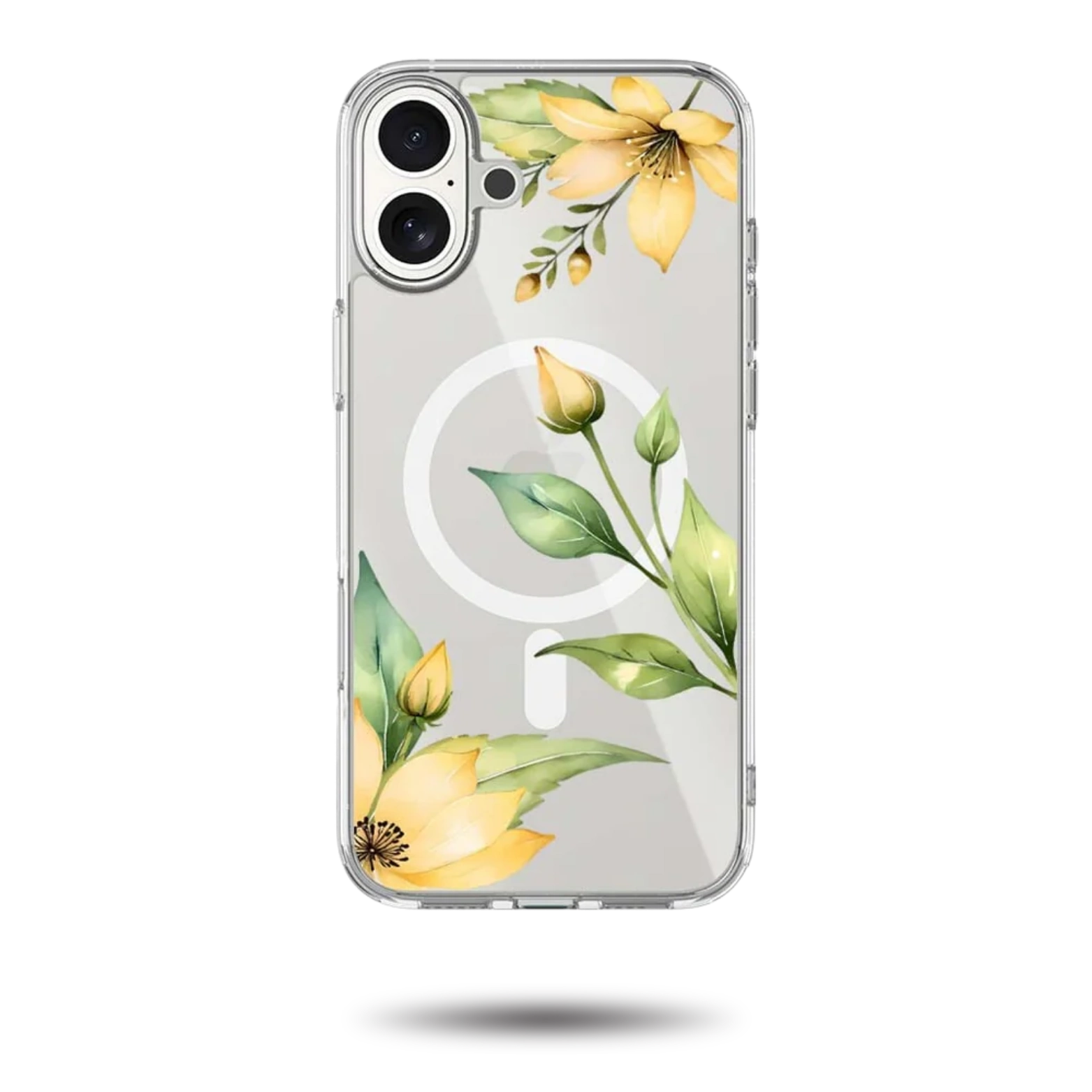 MagSafe iPhone 17 Yellow Wildflower Clear Case