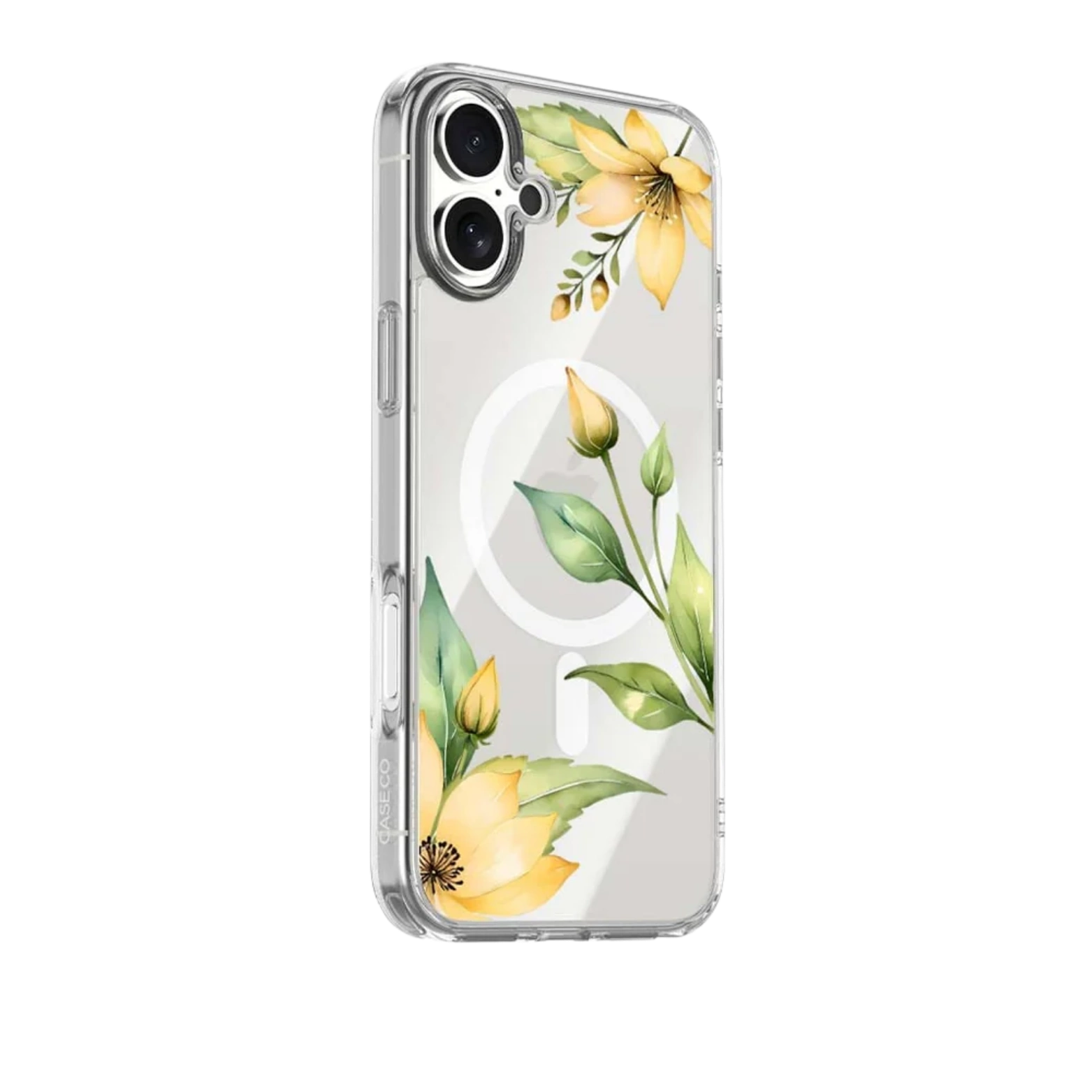 MagSafe iPhone 17 Yellow Wildflower Clear Case