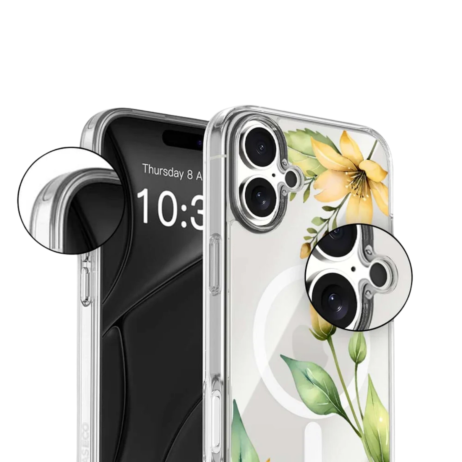 MagSafe iPhone 17 Yellow Wildflower Clear Case