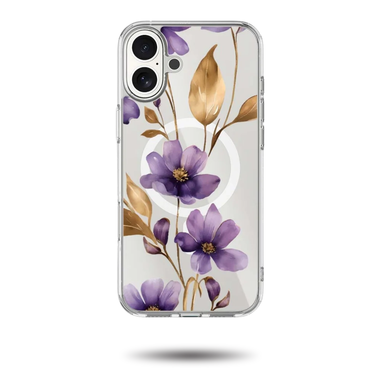 MagSafe iPhone 17 Purple Wildflower Clear Case