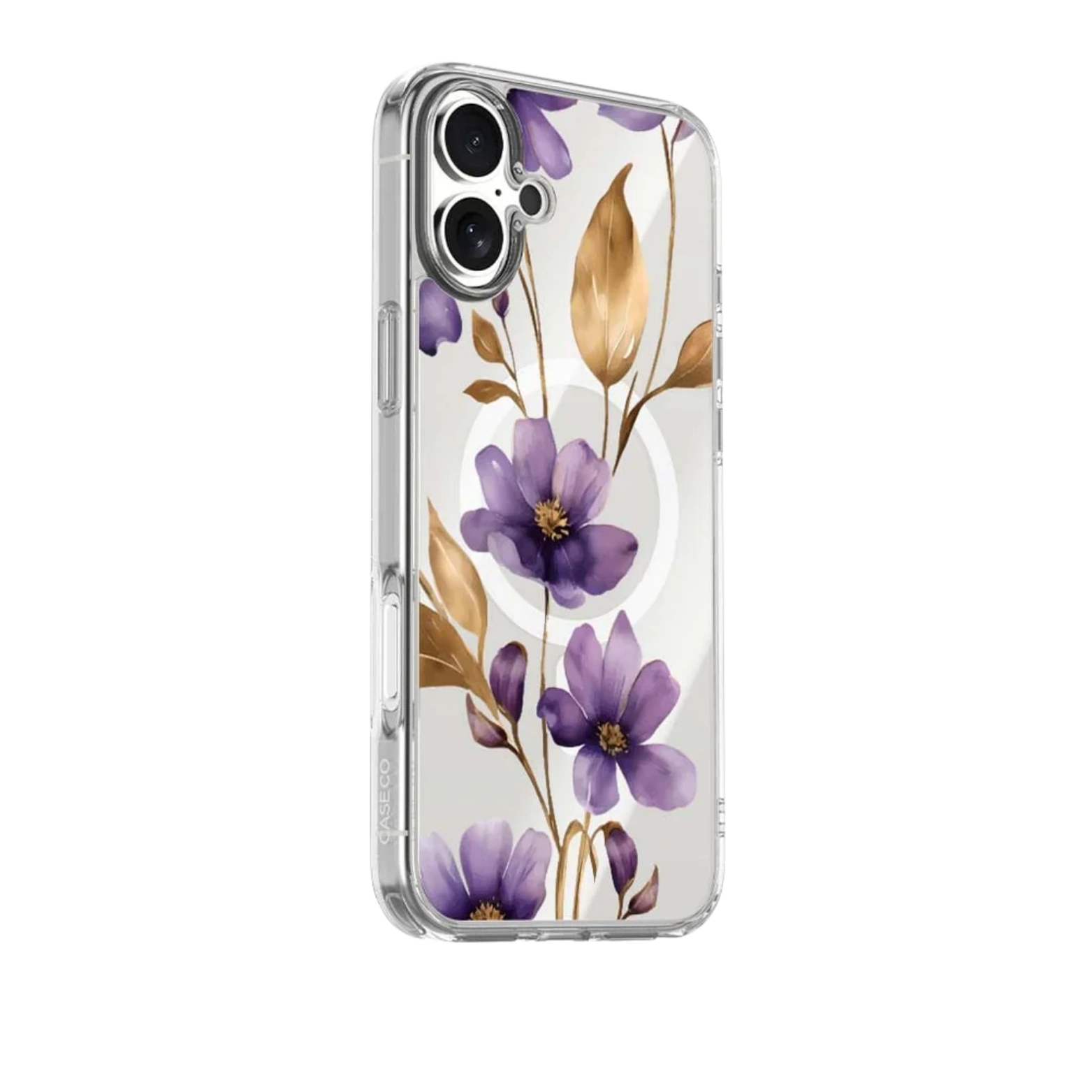 MagSafe iPhone 17 Purple Wildflower Clear Case