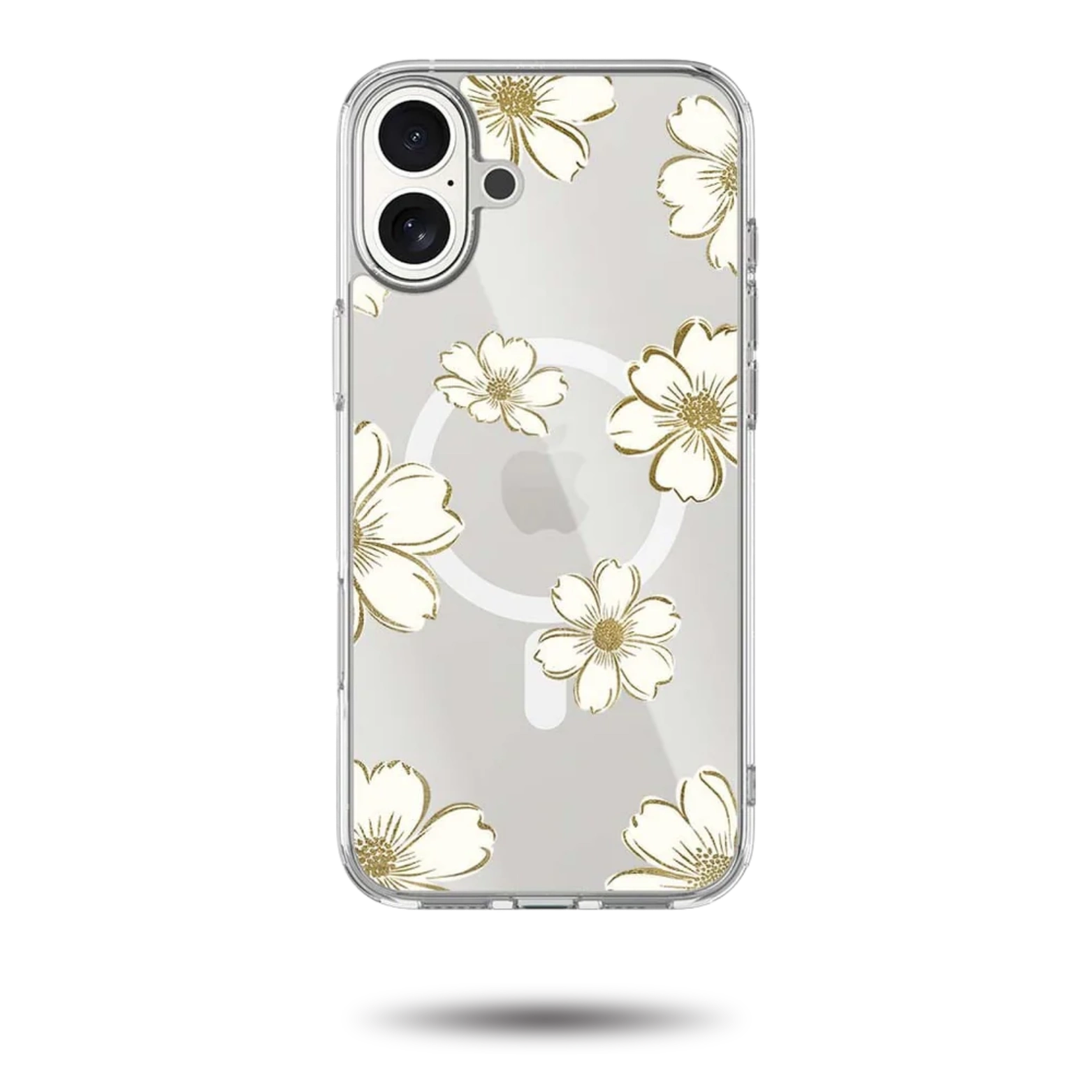 MagSafe iPhone 17 Gold Flower Clear Case
