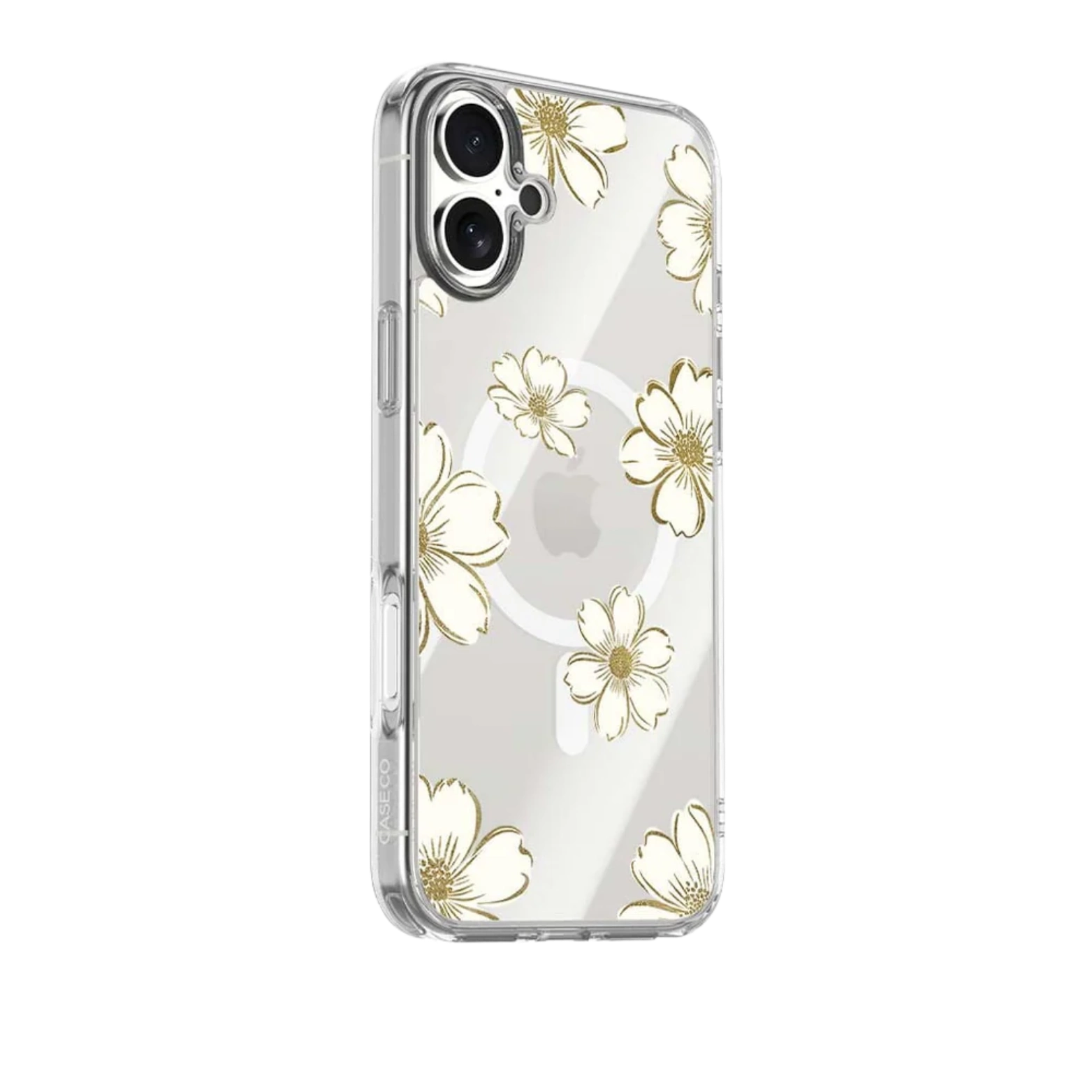 MagSafe iPhone 17 Gold Flower Clear Case
