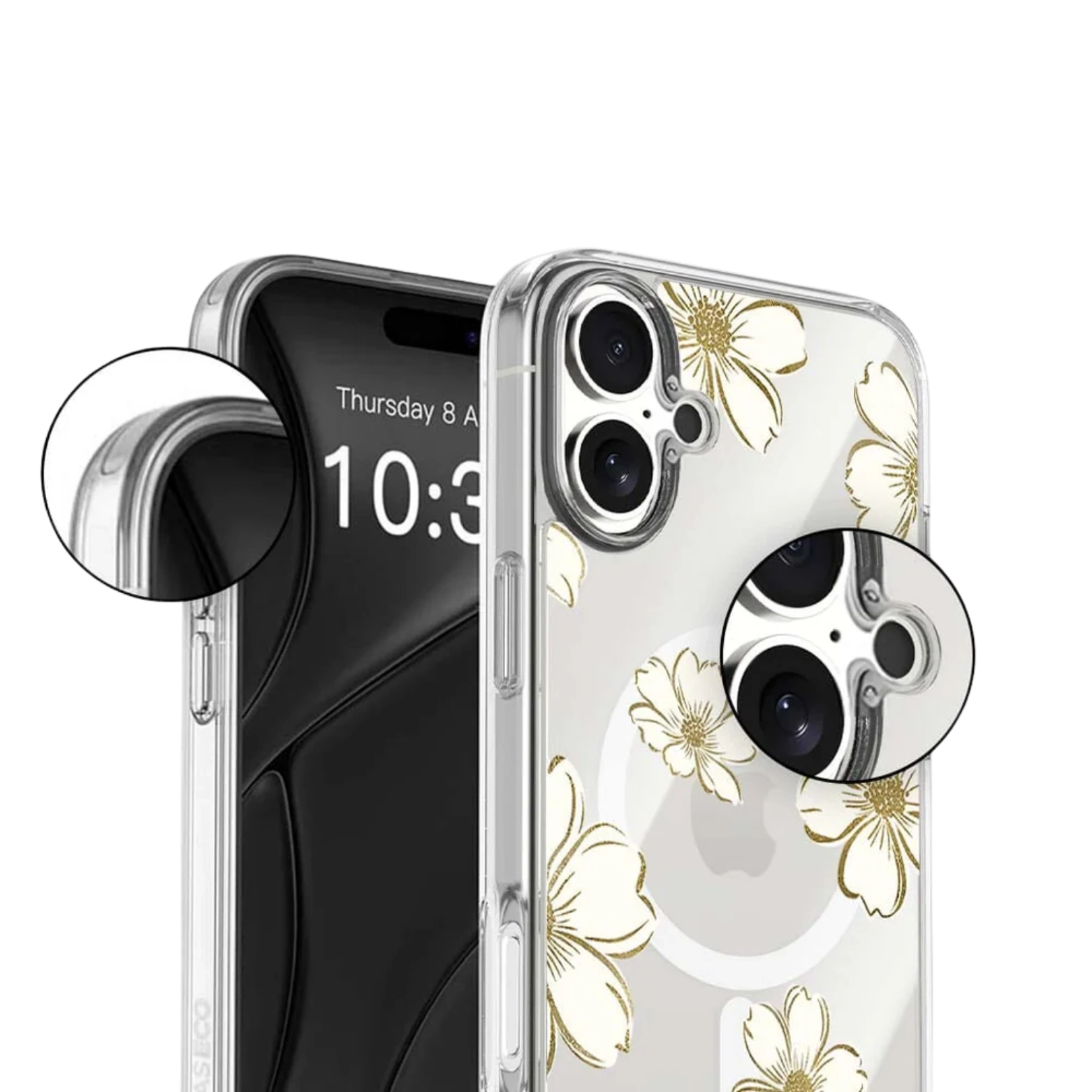 MagSafe iPhone 17 Gold Flower Clear Case