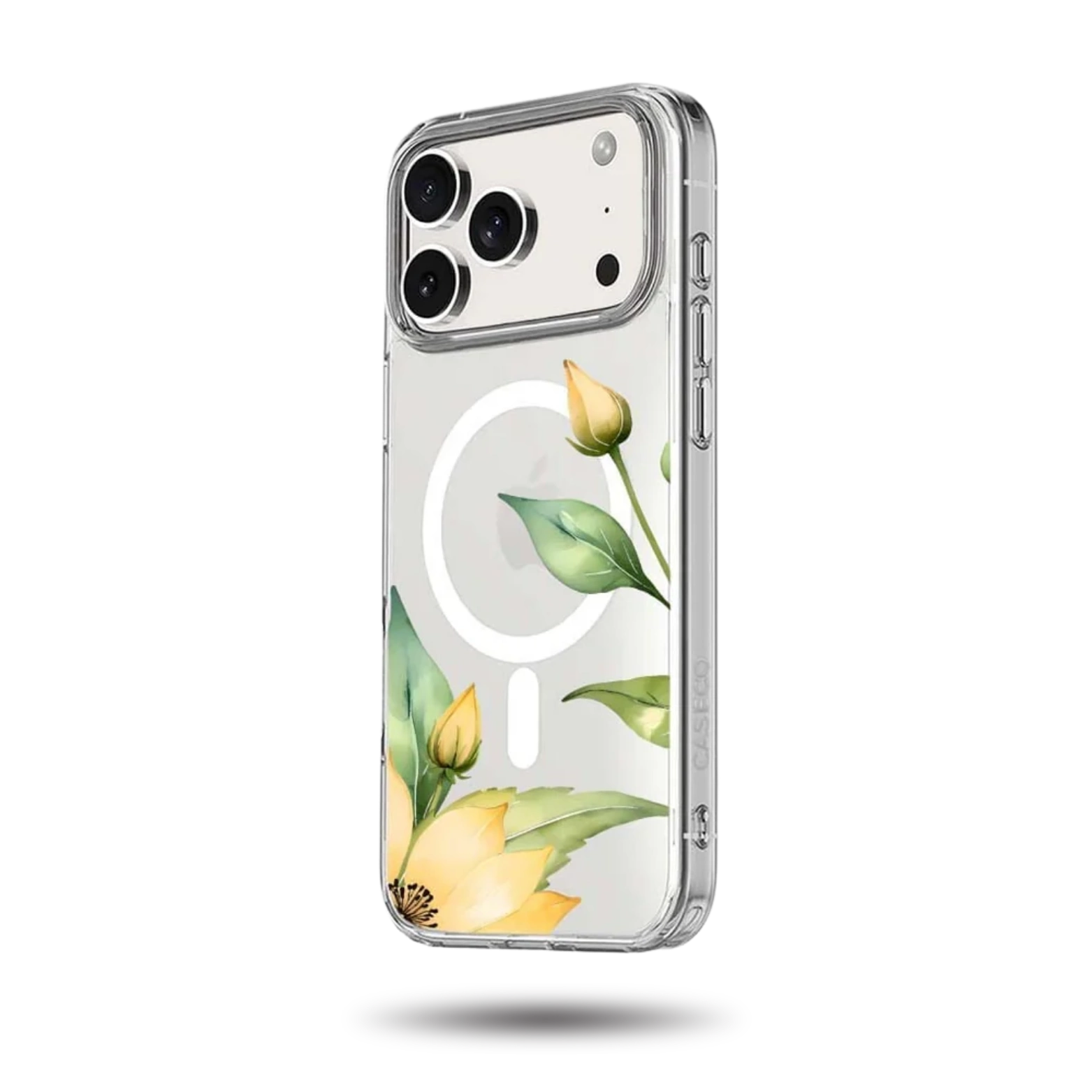 MagSafe iPhone 17 Pro Yellow Wildflower Clear Case