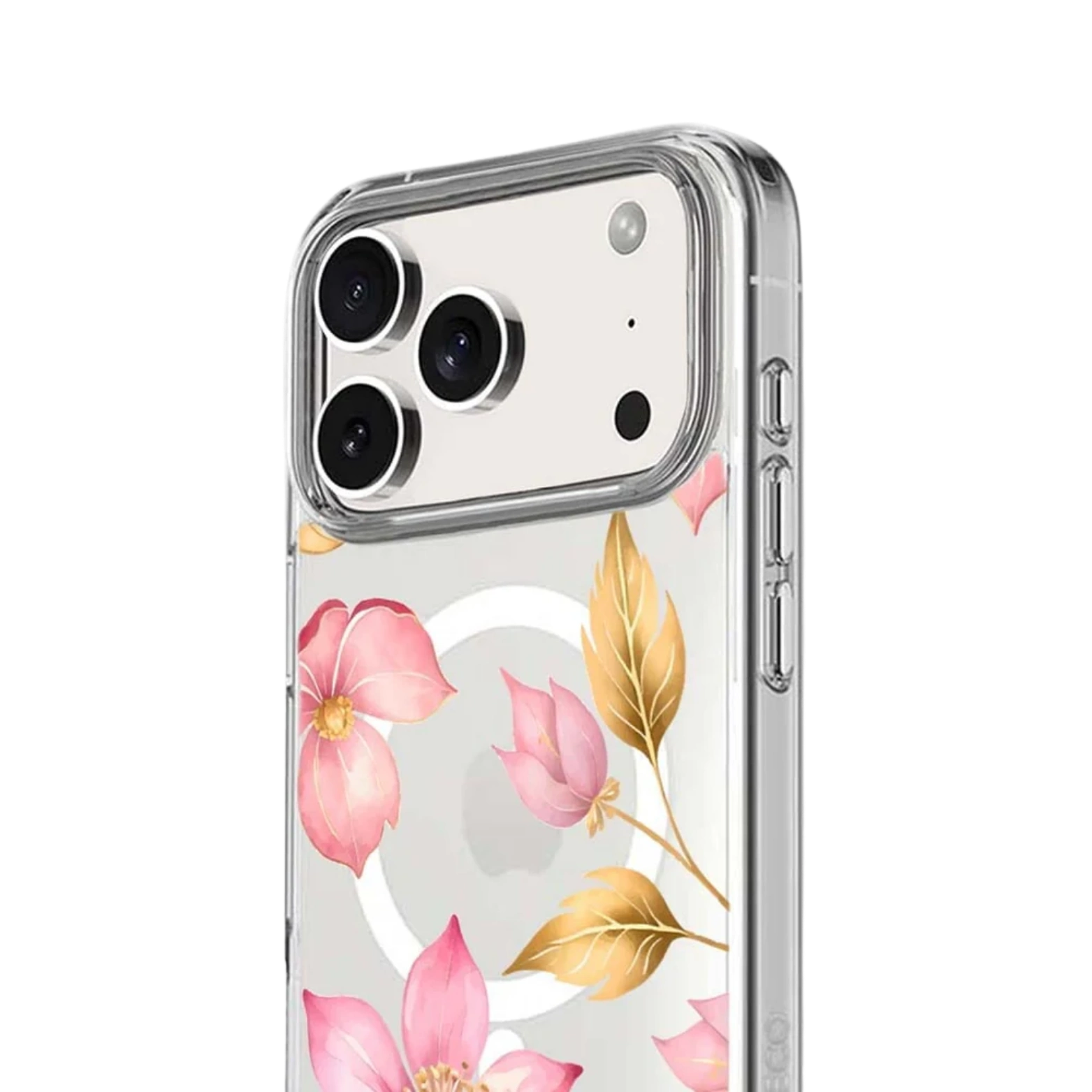 iPhone 17 Pro Pink Wildflower Clear Case With MagSafe