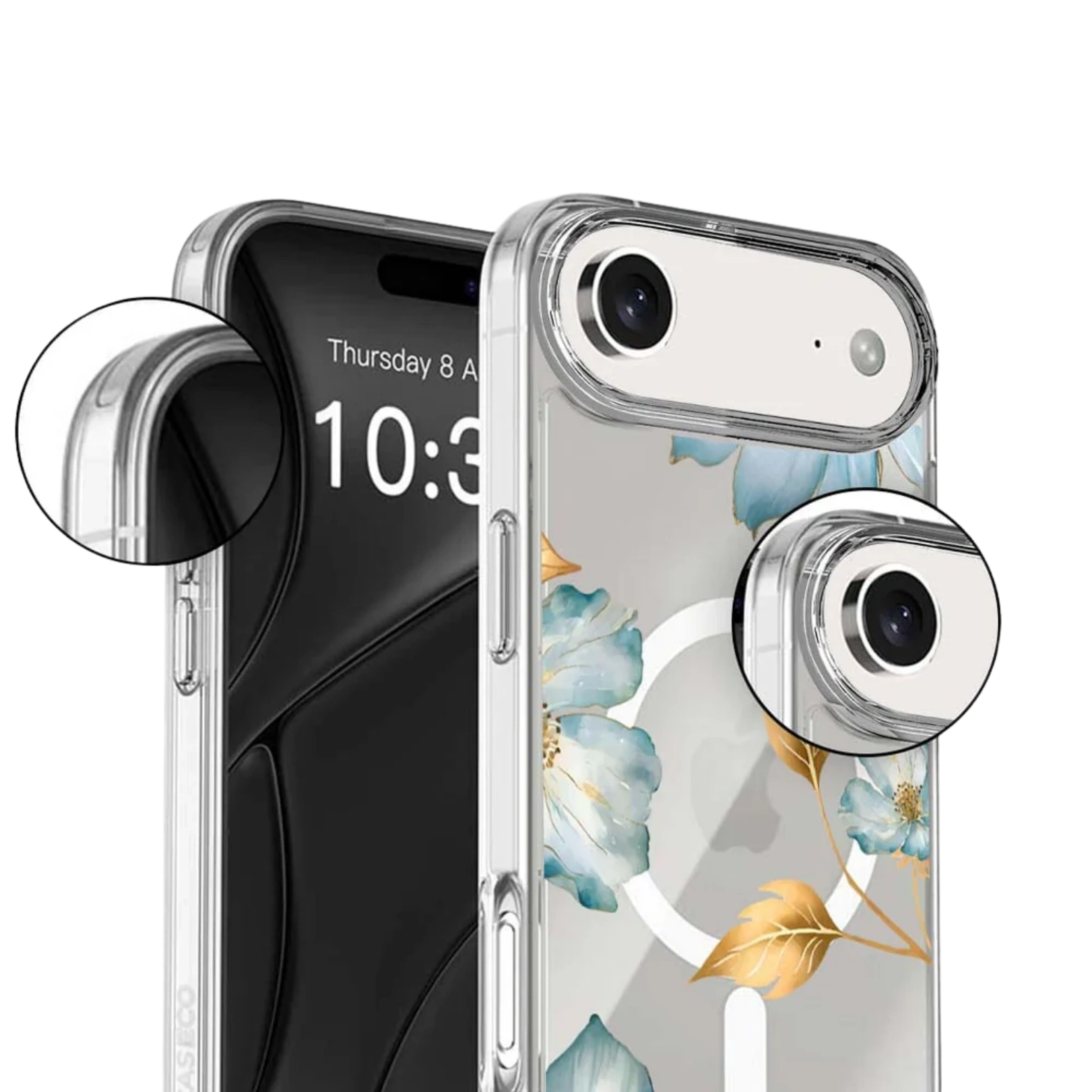 iPhone Air Blue Wildflower Clear Case With MagSafe