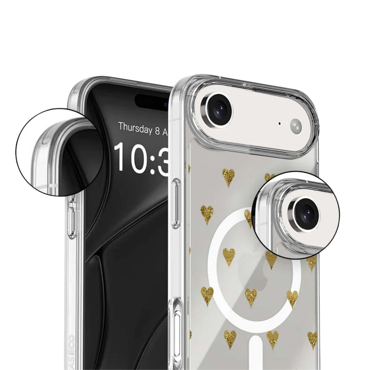 MagSafe iPhone Air Gold Hearts Clear Case