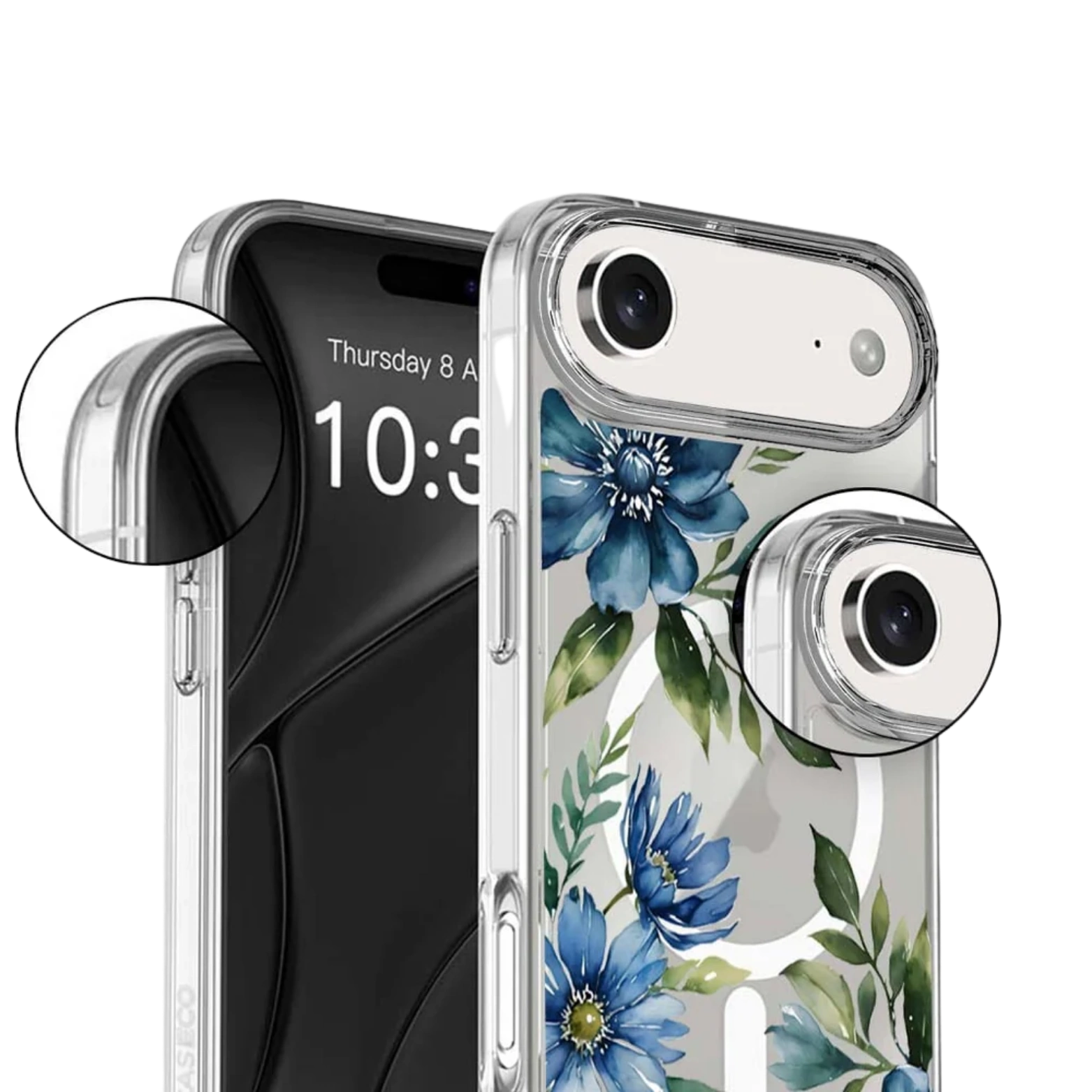 iPhone Air Blue Floral Clear Case With MagSafe