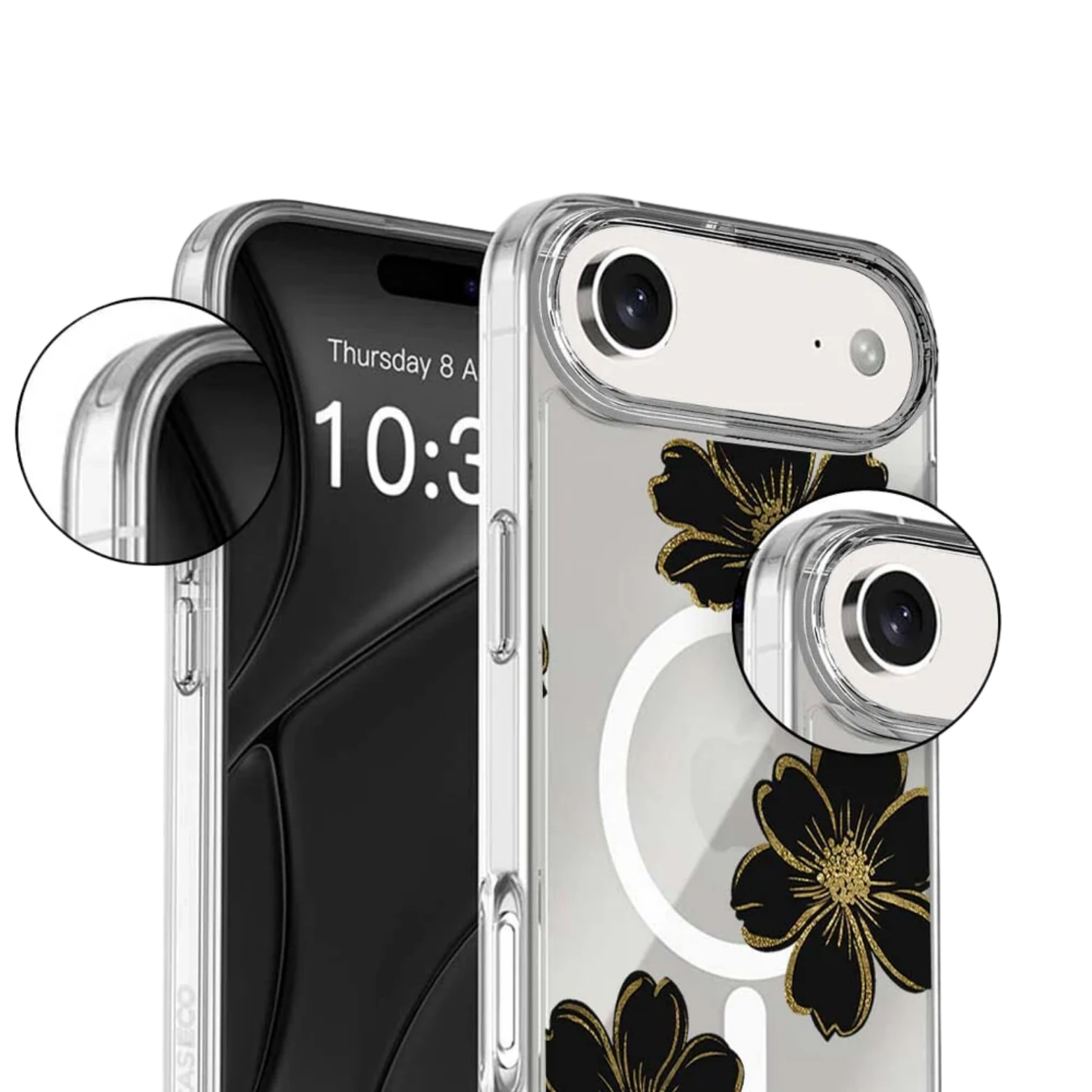 iPhone Air Black Flower Clear Case With MagSafe