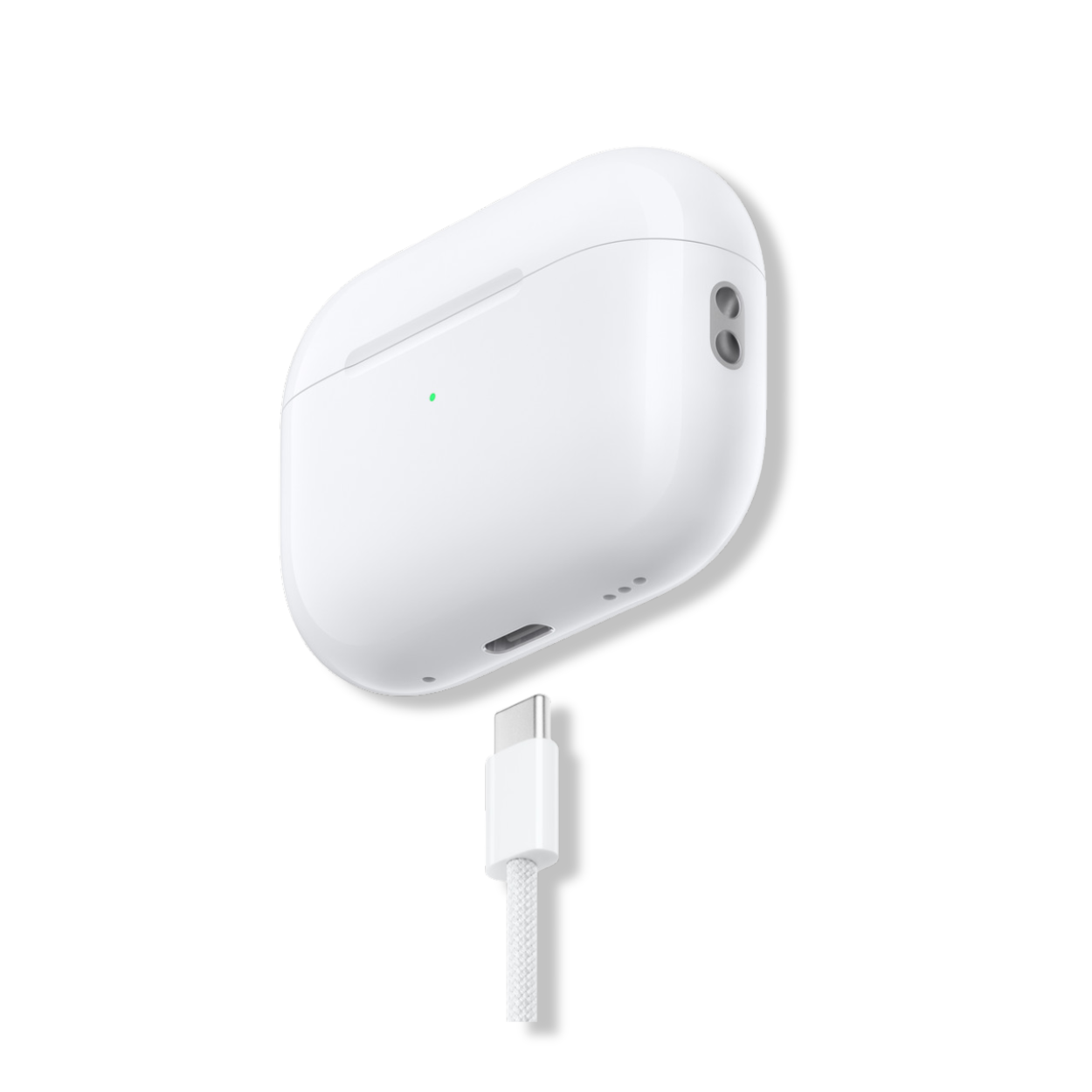 Angled close-up of Apple AirPods Pro earbuds and case