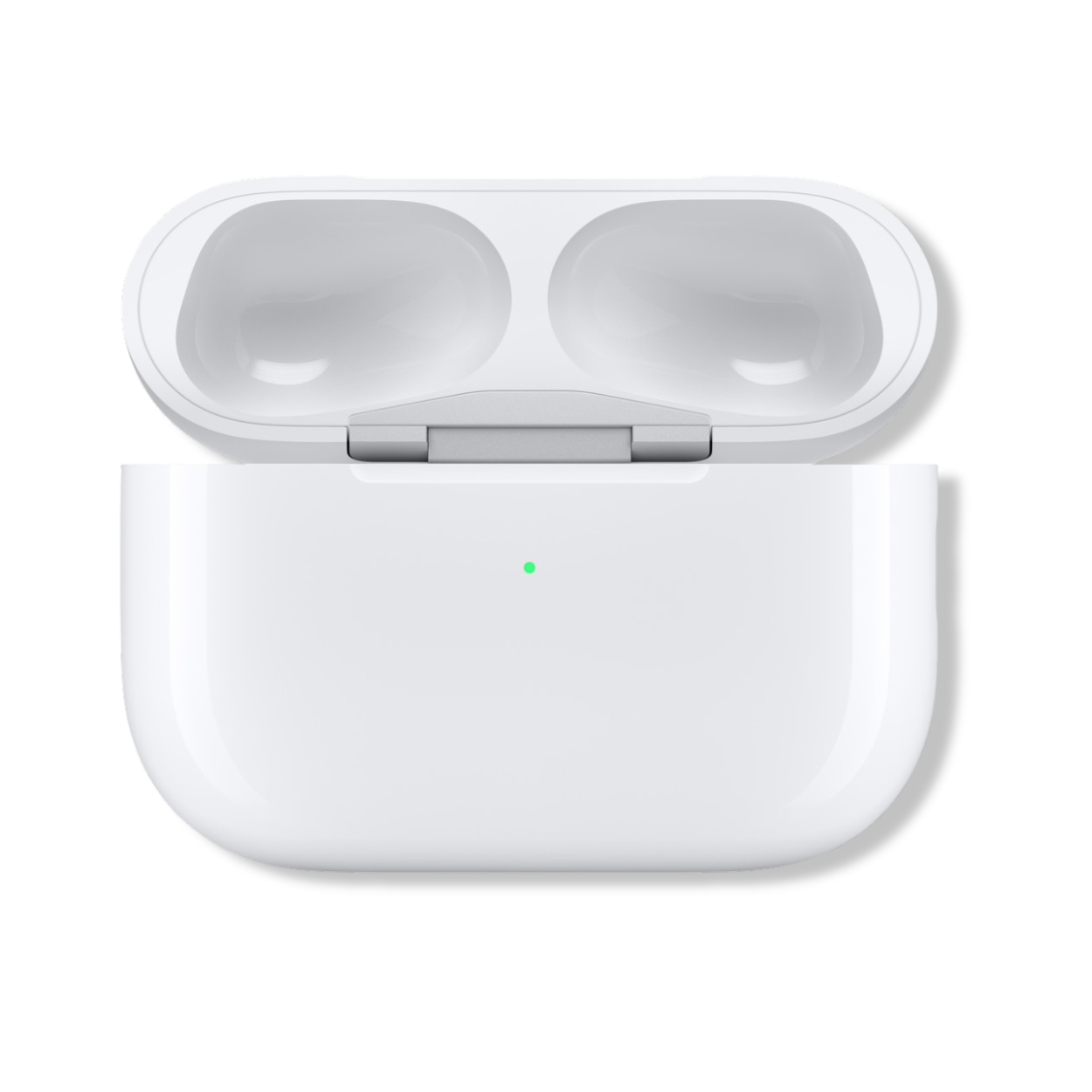  Apple AirPods Pro with charging case on desk next to iPhone