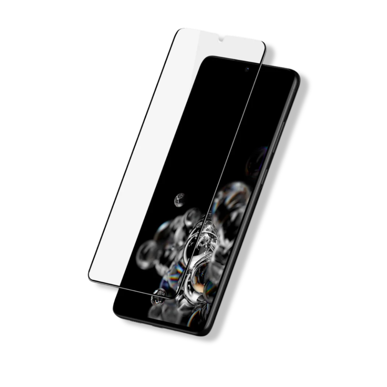 Installing tempered glass on Samsung Galaxy S20 Ultra with bubble-free alignment