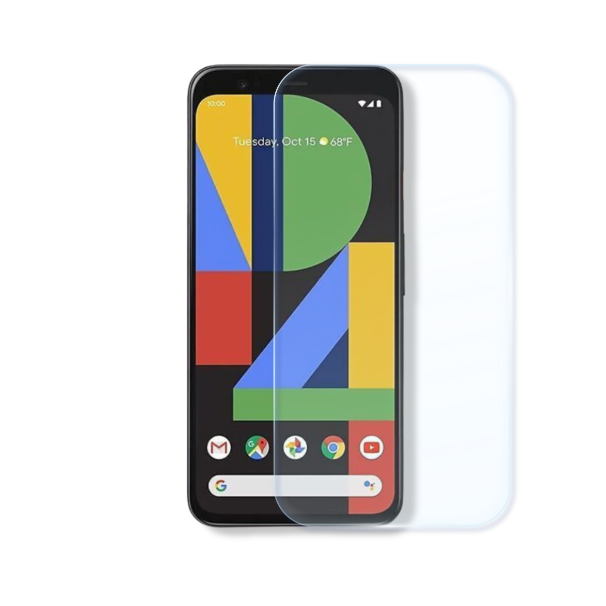 Pixel 4 XL screen protector with cleaning wipes and dust stickers for easy, bubble-free installation.