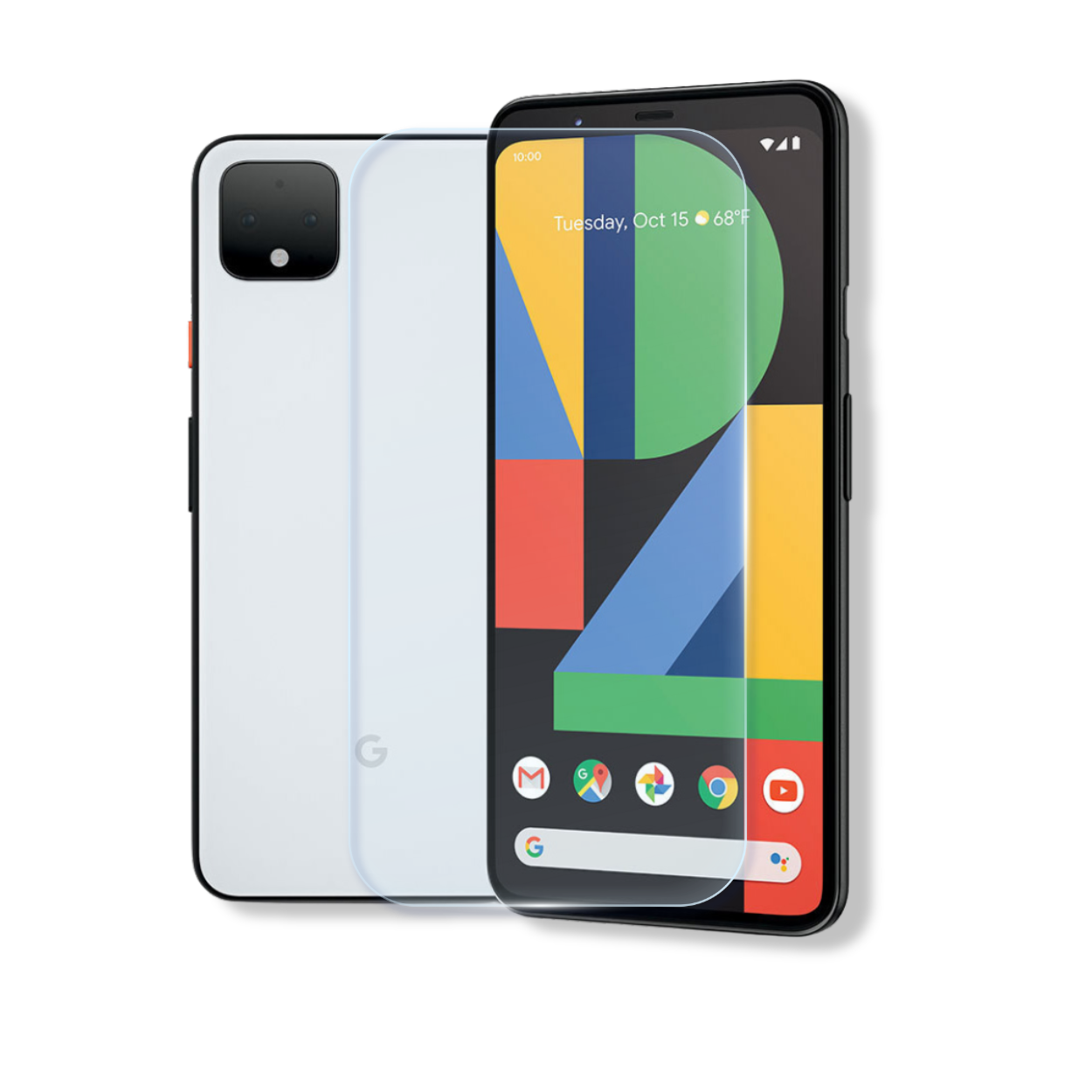 Google Pixel 4 XL tempered glass screen protector with edge-to-edge full coverage and 9H scratch resistance.