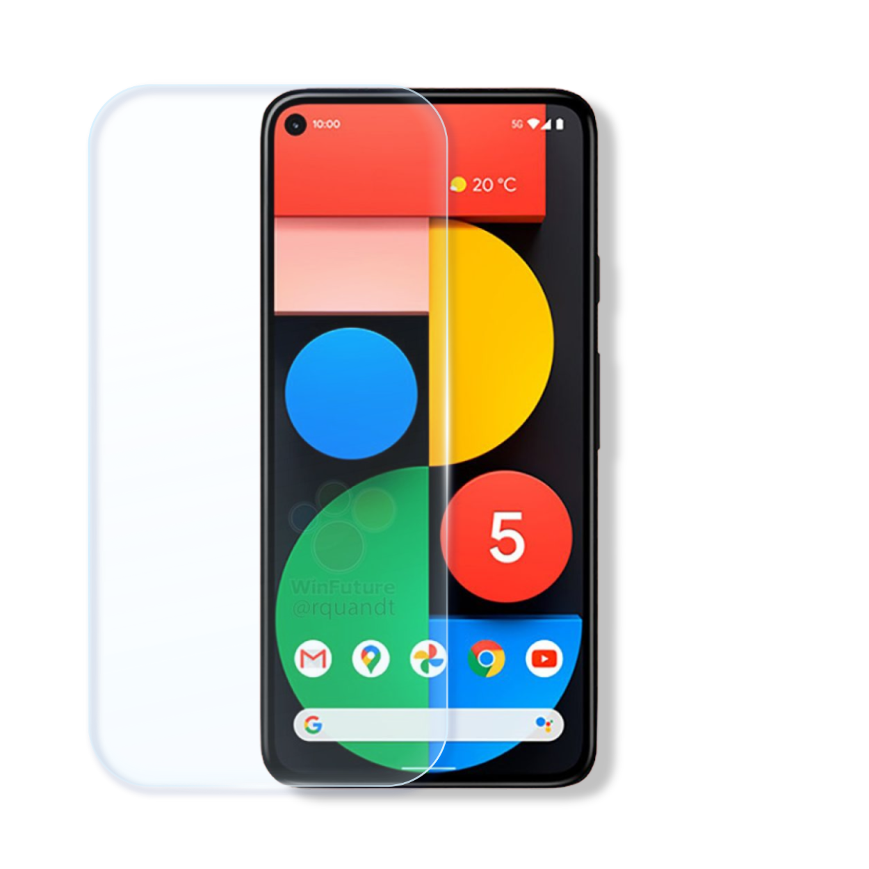 Google Pixel 5 screen protector with cleaning wipes and dust stickers for easy, bubble-free installation.