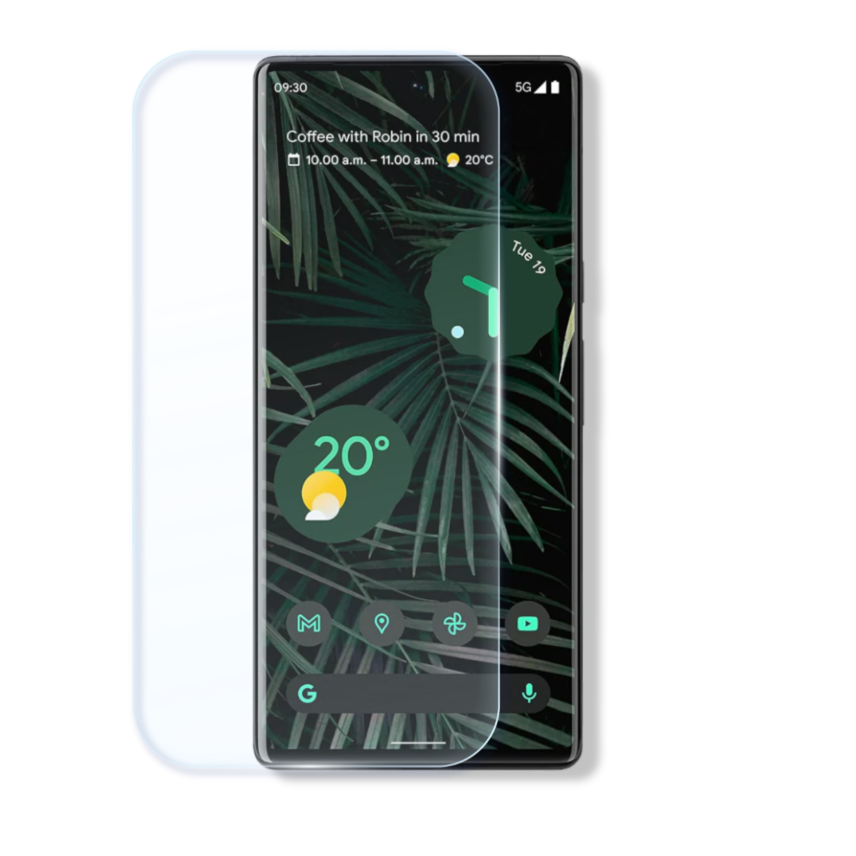Google Pixel 6 Pro screen protector with cleaning wipes and dust stickers for easy, bubble-free installation.