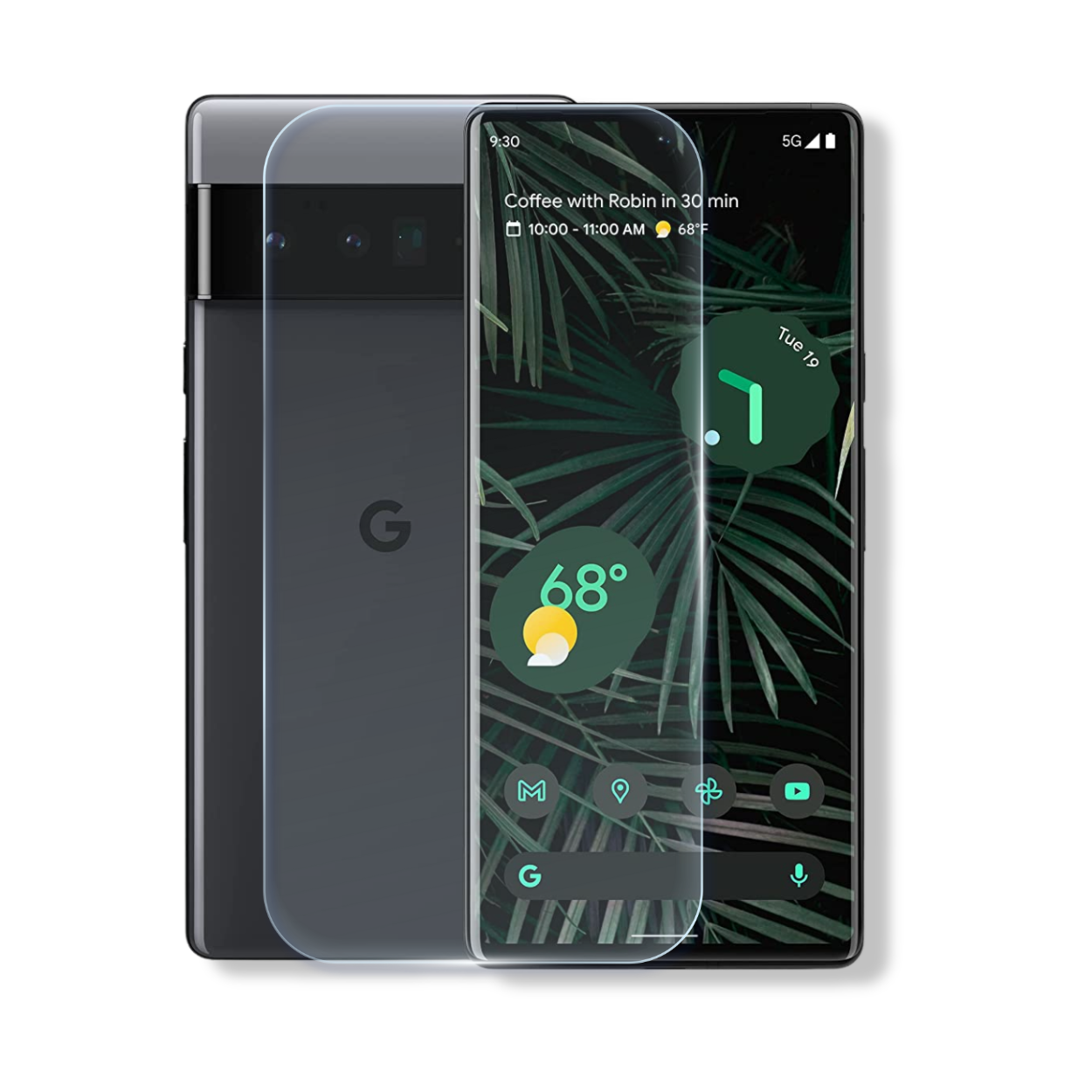 Google Pixel 6 Pro tempered glass screen protector with edge-to-edge full coverage and 9H scratch resistance.