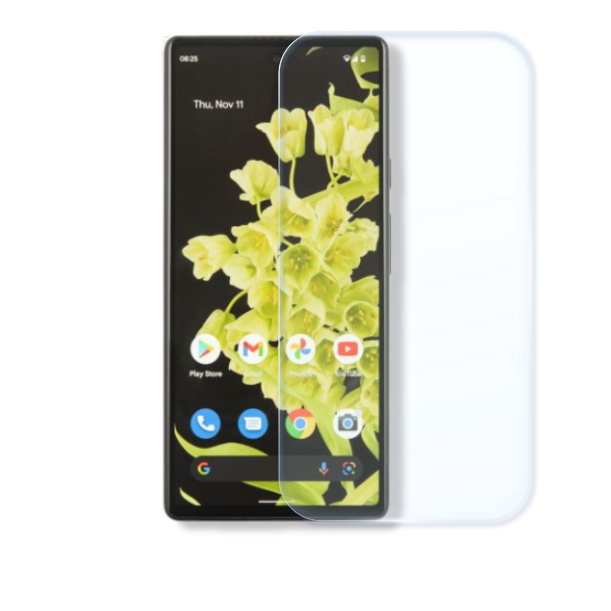 Google Pixel 6 screen protector with cleaning wipes and dust stickers for easy, bubble-free installation.