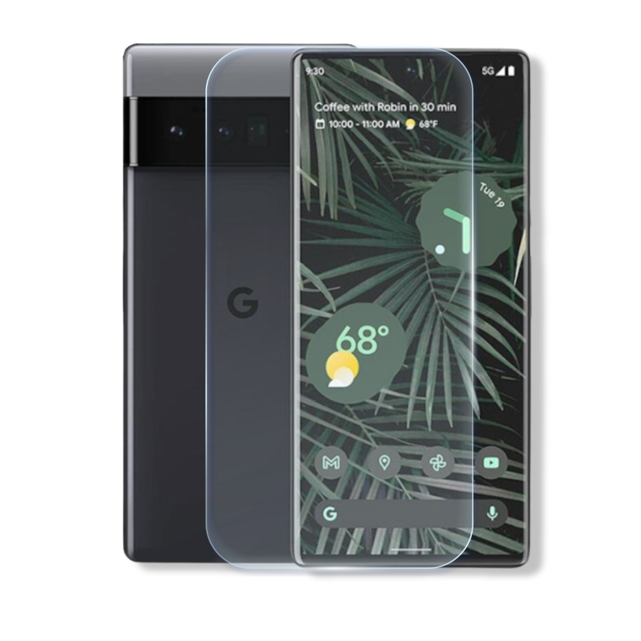 Google Pixel 6 tempered glass screen protector with edge-to-edge full coverage and 9H scratch resistance.