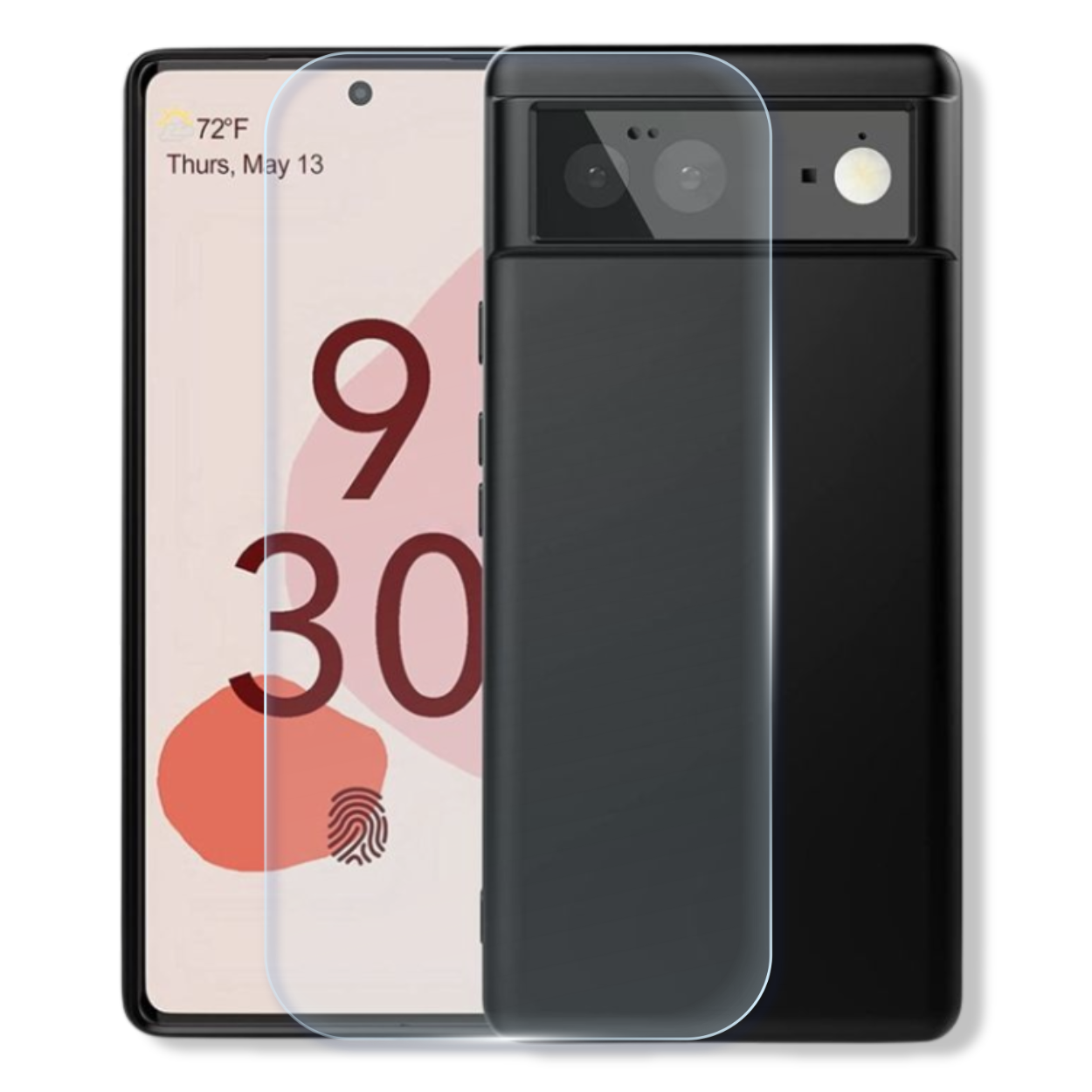 Google Pixel 6a tempered glass screen protector with edge-to-edge full coverage and 9H scratch resistance.