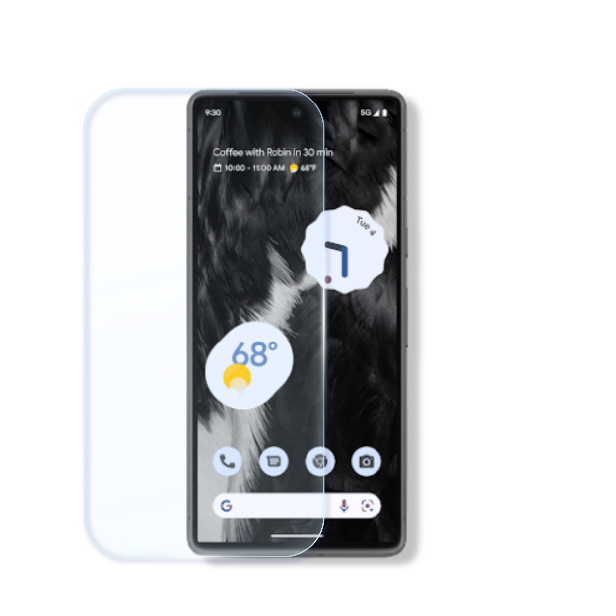 Google Pixel 7 screen protector with cleaning wipes and dust stickers for easy, bubble-free installation.