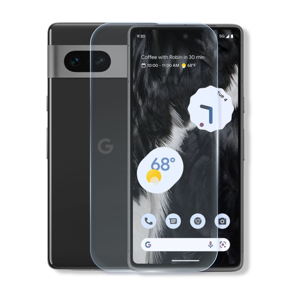 Google Pixel 7 tempered glass screen protector with edge-to-edge full coverage and 9H scratch resistance.
