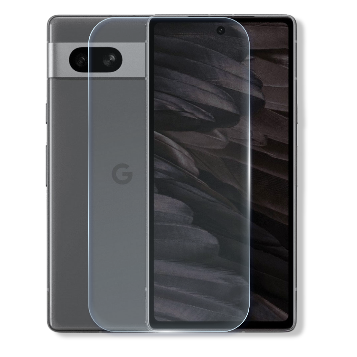Google Pixel 7a tempered glass screen protector with edge-to-edge full coverage and 9H scratch resistance.