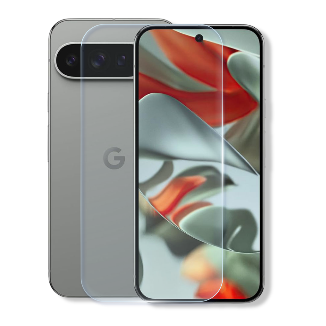 Google Pixel 9 Pro tempered glass screen protector with edge-to-edge full coverage and 9H scratch resistance.