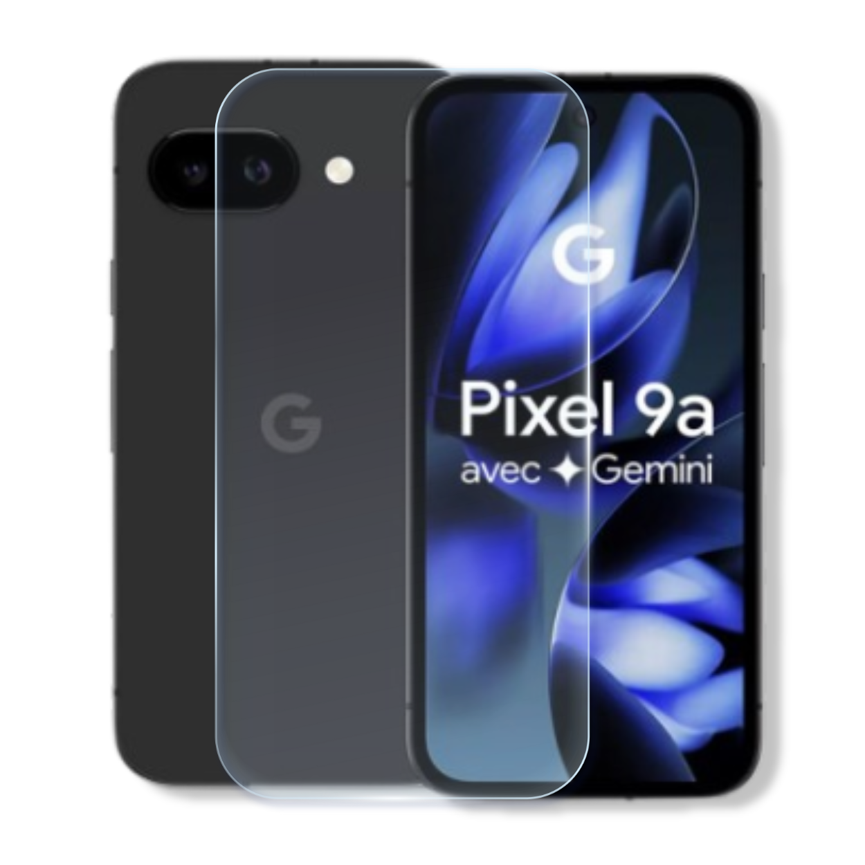 Google Pixel 9a tempered glass screen protector with edge-to-edge full coverage and 9H scratch resistance.