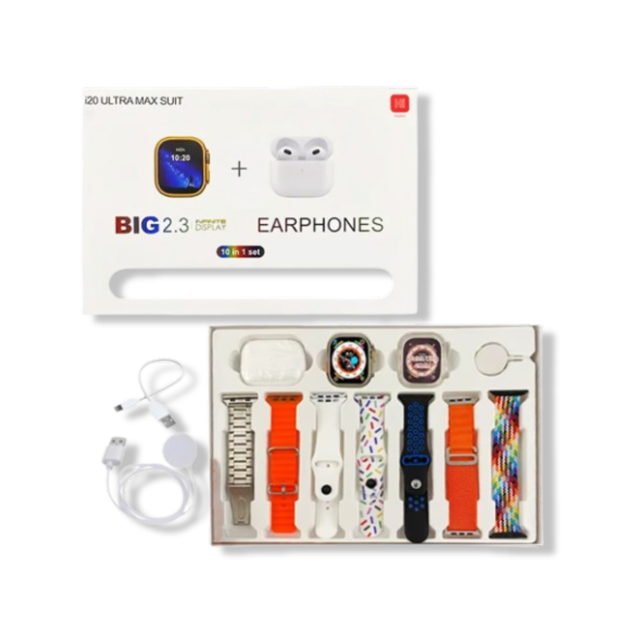  i20 Ultra 2 Max smartwatch on magnetic charger, water-resistant everyday design.