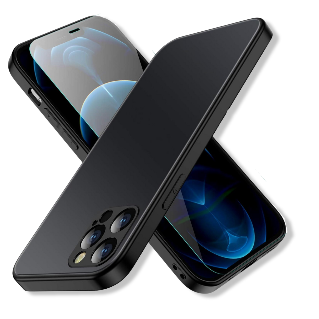 iPhone 12 Pro tempered glass screen protector with edge-to-edge full coverage and 9H scratch resistance.