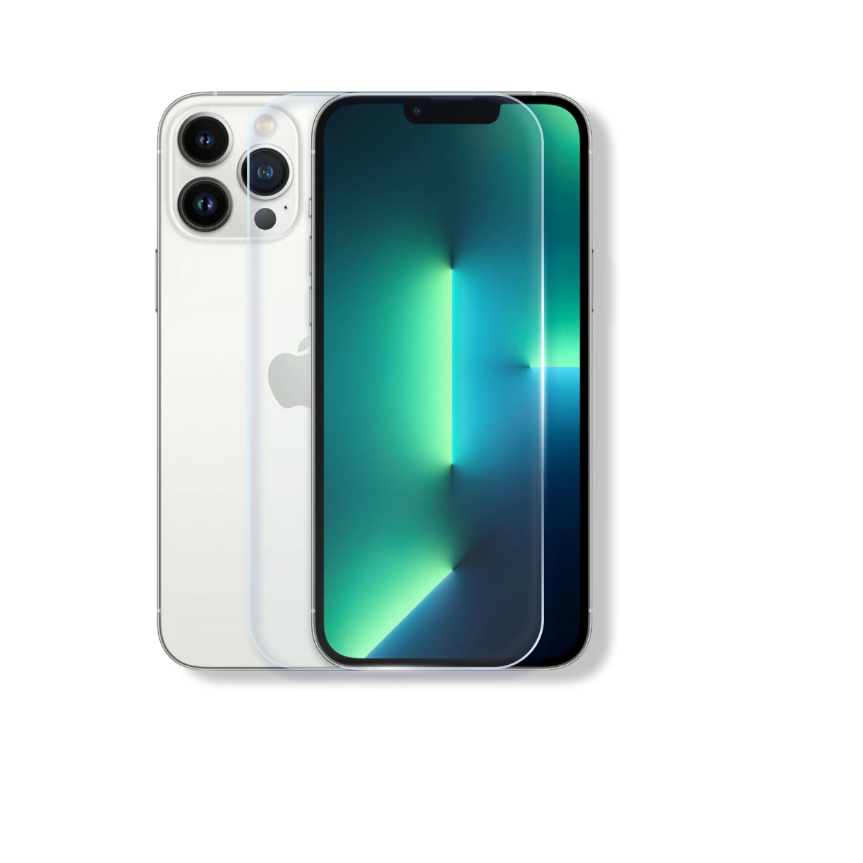 iPhone 13 Pro tempered glass screen protector with edge-to-edge full coverage and 9H scratch resistance.