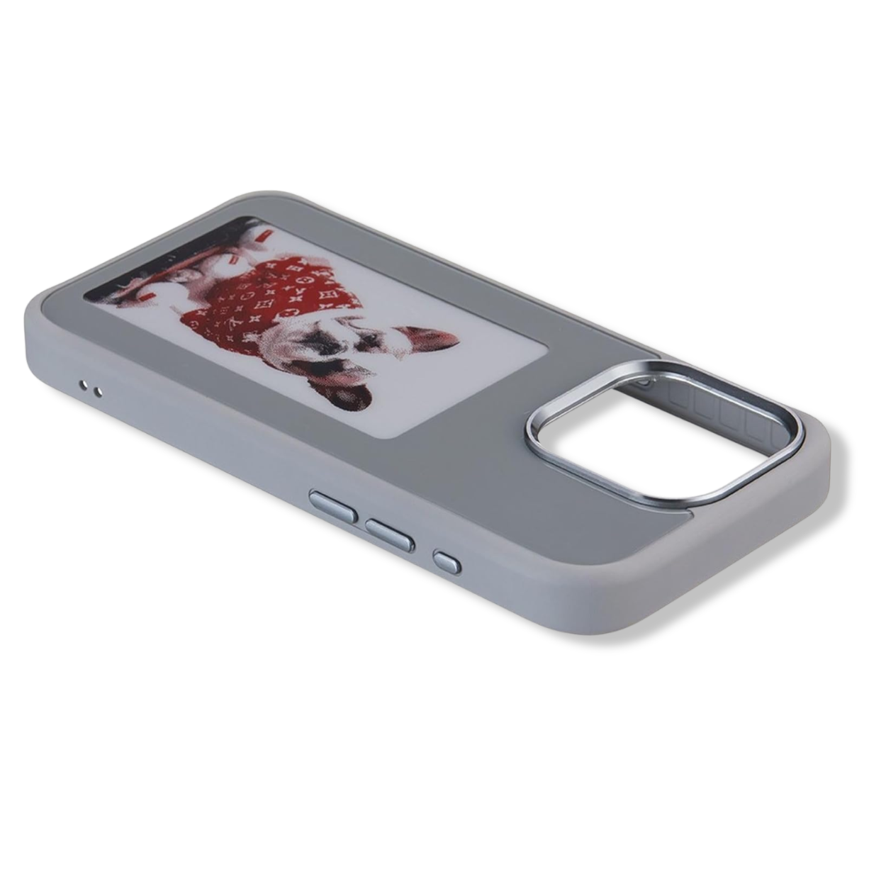 iPhone 15 Pro Max case with raised camera guard and matte anti-fingerprint back panel.