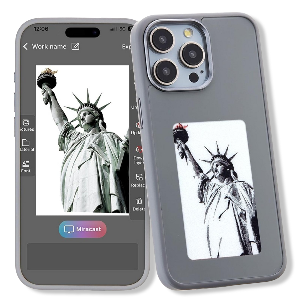 iPhone 15 Pro Max  shockproof hybrid silicone and PC case shown front and back with raised screen bezels.