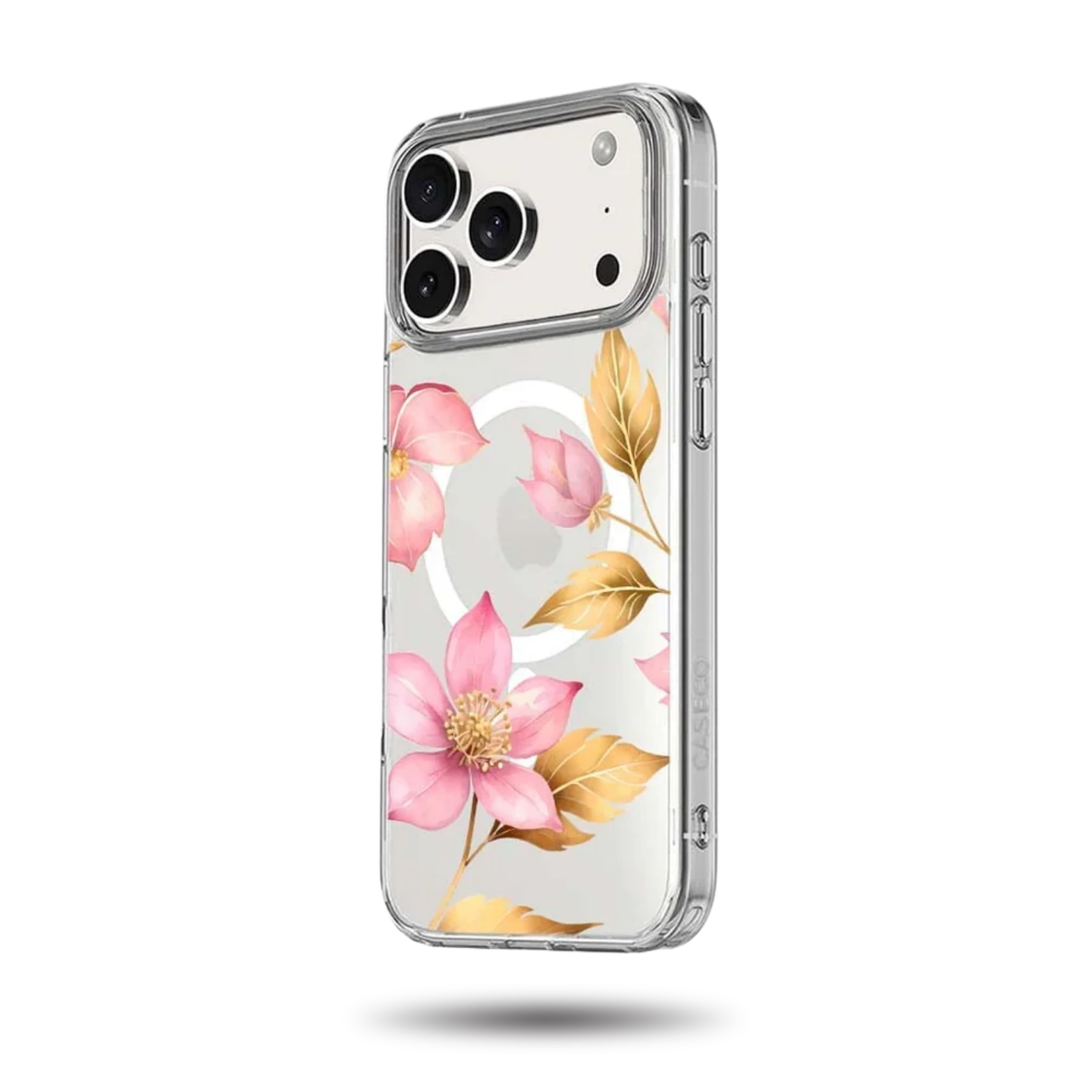 iPhone 17 Pro Max Pink Wildflower Clear Case With MagSafe