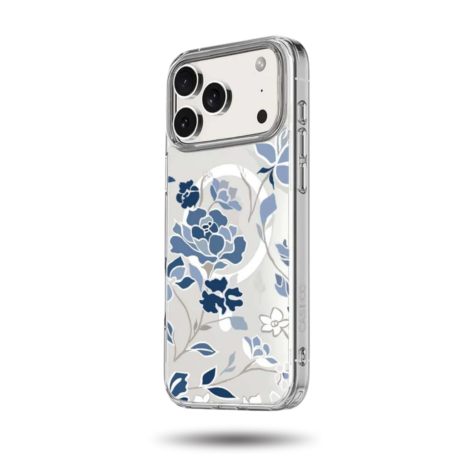 MagSafe iPhone 17 Pro Max Blue Pattern Clear Case