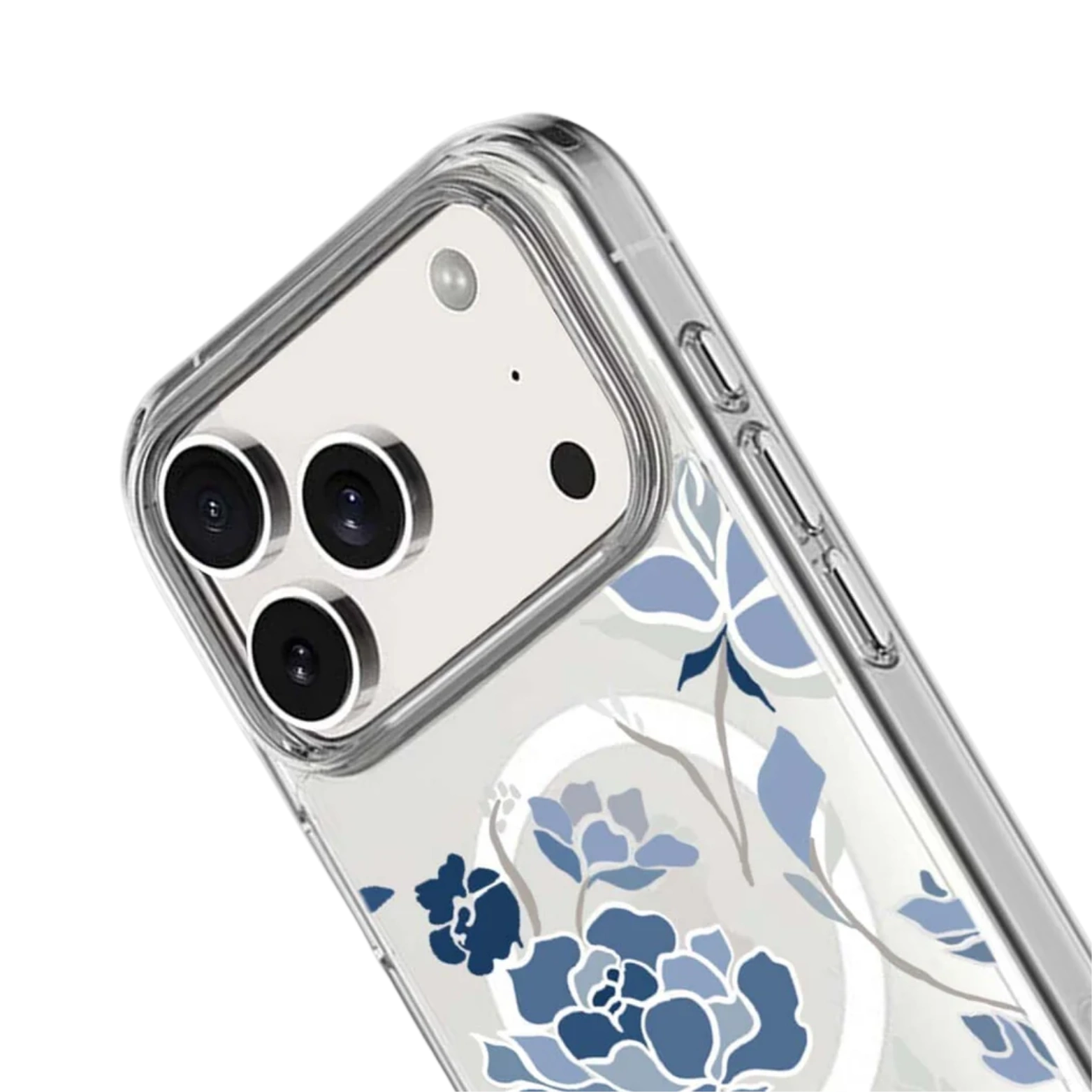MagSafe iPhone 17 Pro Max Blue Pattern Clear Case