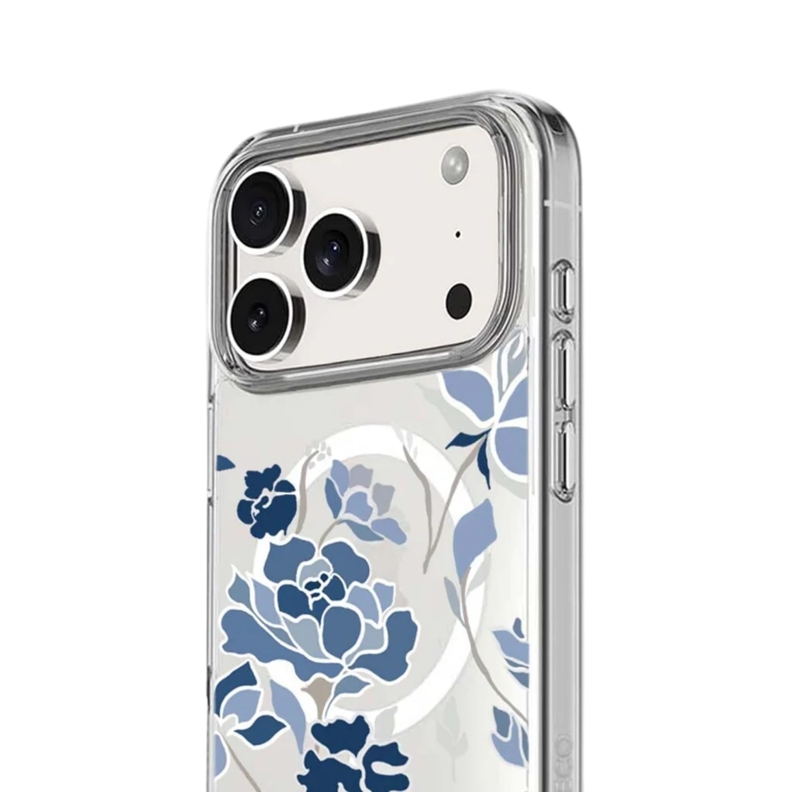 MagSafe iPhone 17 Pro Max Blue Pattern Clear Case