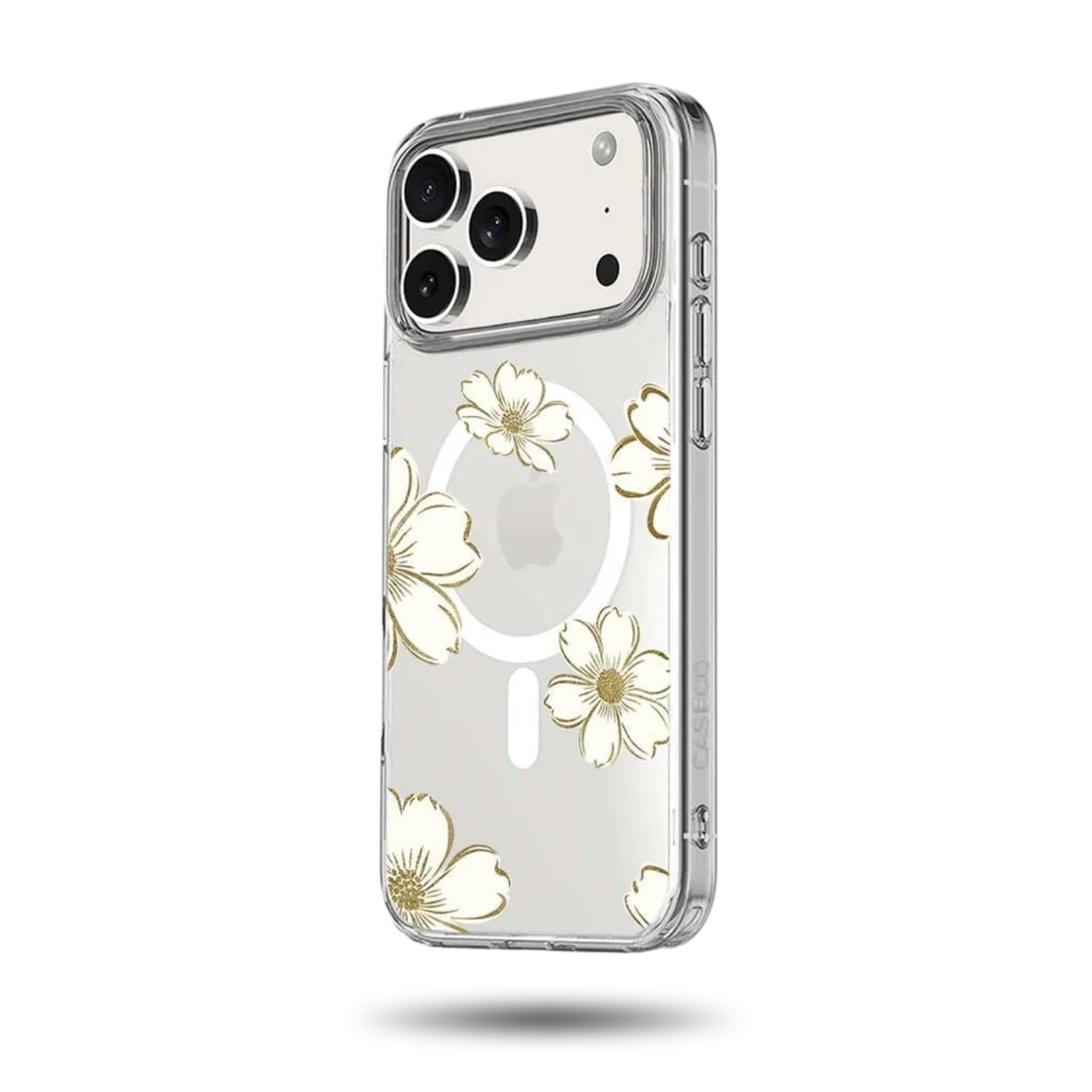 MagSafe iPhone 17 Pro Max Gold Flower Clear Case