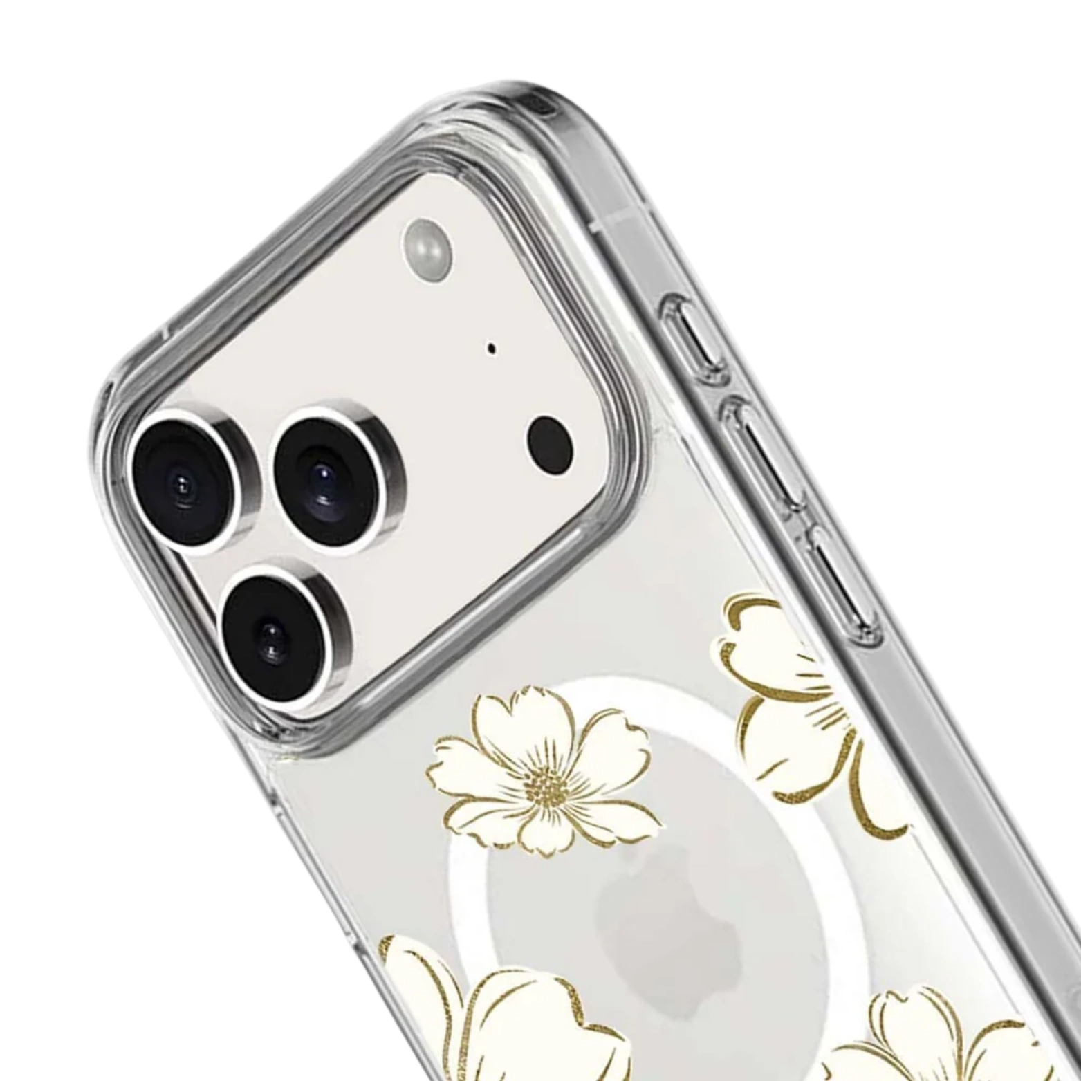 MagSafe iPhone 17 Pro Max Gold Flower Clear Case