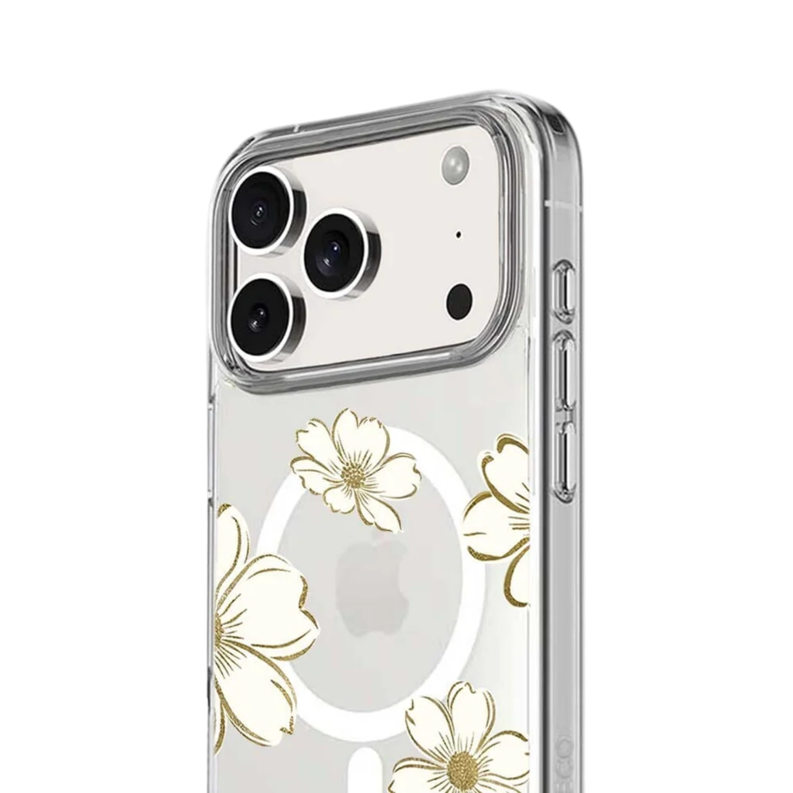 MagSafe iPhone 17 Pro Max Gold Flower Clear Case
