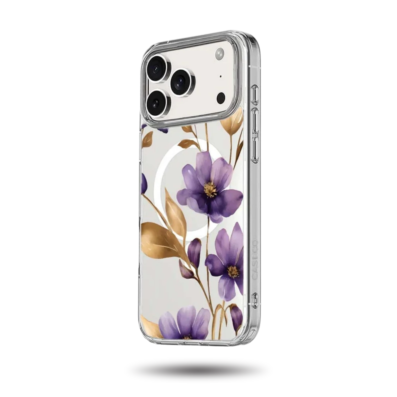 MagSafe iPhone 17 Pro Max Purple Wildflower Clear Case