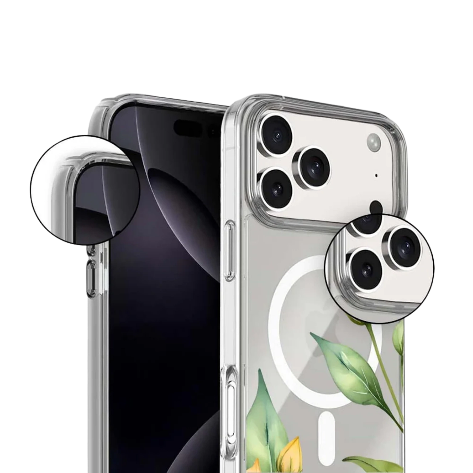 MagSafe iPhone 17 Pro Max Yellow Wildflower Clear Case